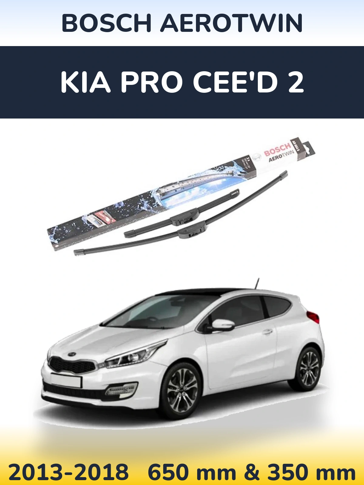 Sada předních stěračů BOSCH AeroTwin 650 a 350 mm pro KIA Pro Cee'd 2 2013-2018