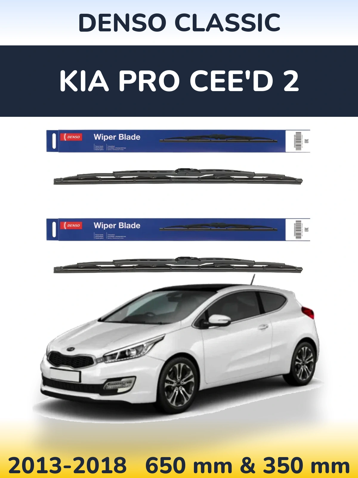 Sada předních stěračů Denso Classic 650 a 350 mm pro KIA Pro Cee'd 2 2013-2018
