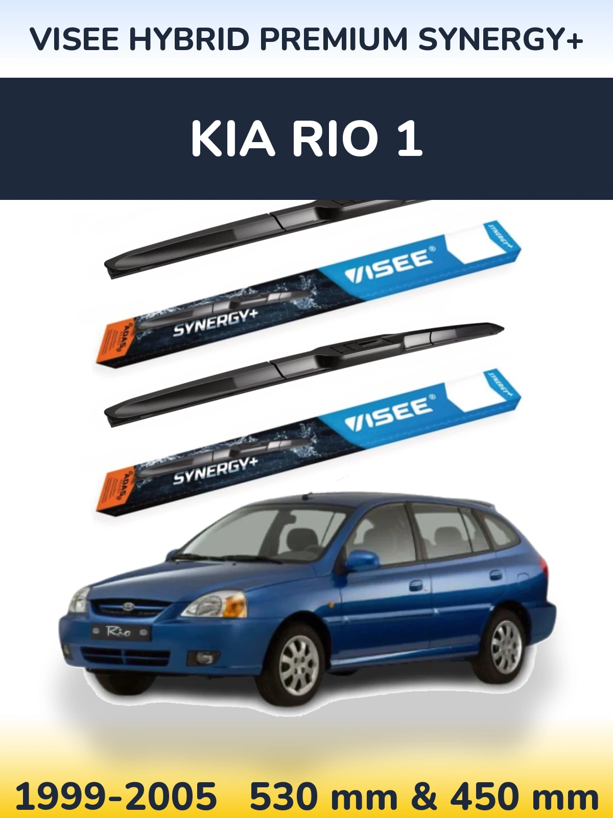 Sada předních stěračů VISEE HYBRID PREMIUM SYNERGY+ 530 a 450 mm pro KIA Rio 1 1999-2005