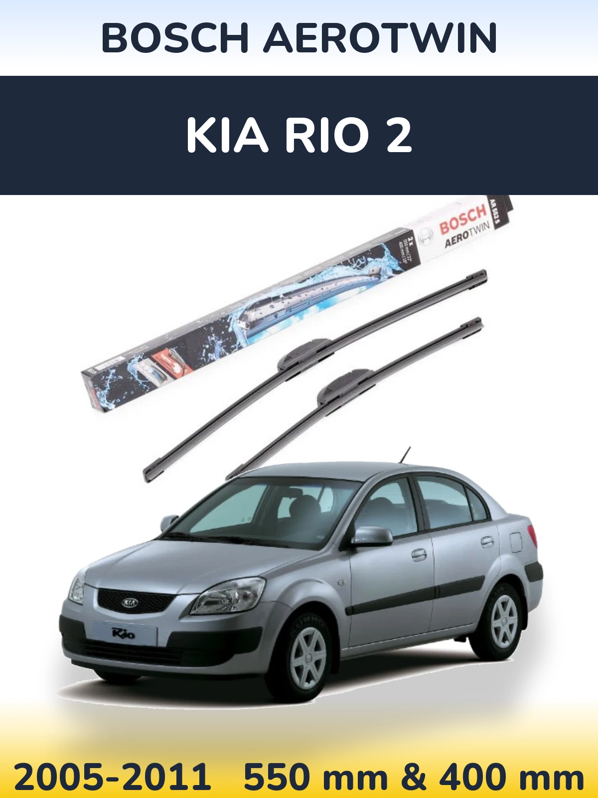 Sada předních stěračů BOSCH AeroTwin 550 a 400 mm pro KIA Rio 2 2005-2011