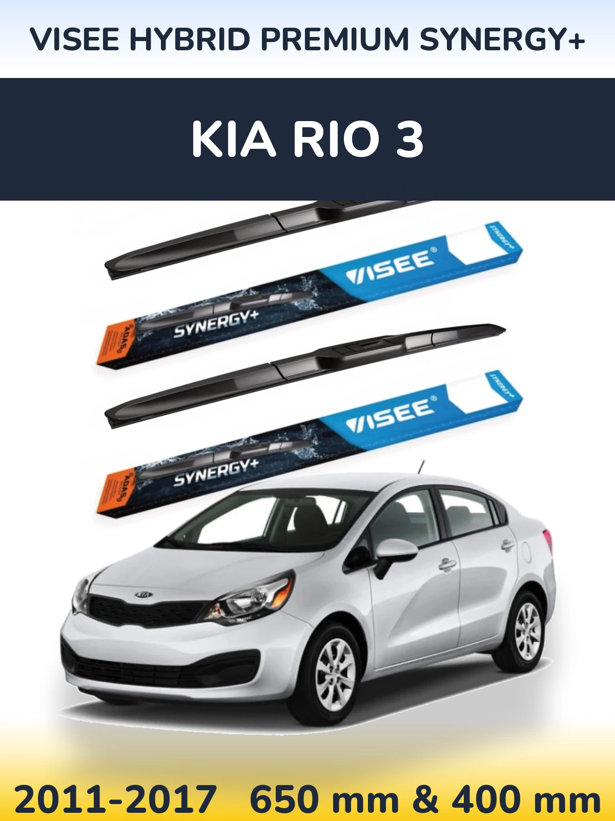 Sada předních stěračů VISEE HYBRID PREMIUM SYNERGY+ 650 a 400 mm pro KIA Rio 3 2011-2017