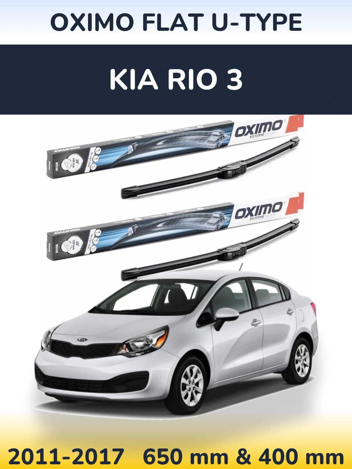 Sada předních stěračů Oximo Flat U-type 650 a 400 mm pro KIA Rio 3 2011-2017