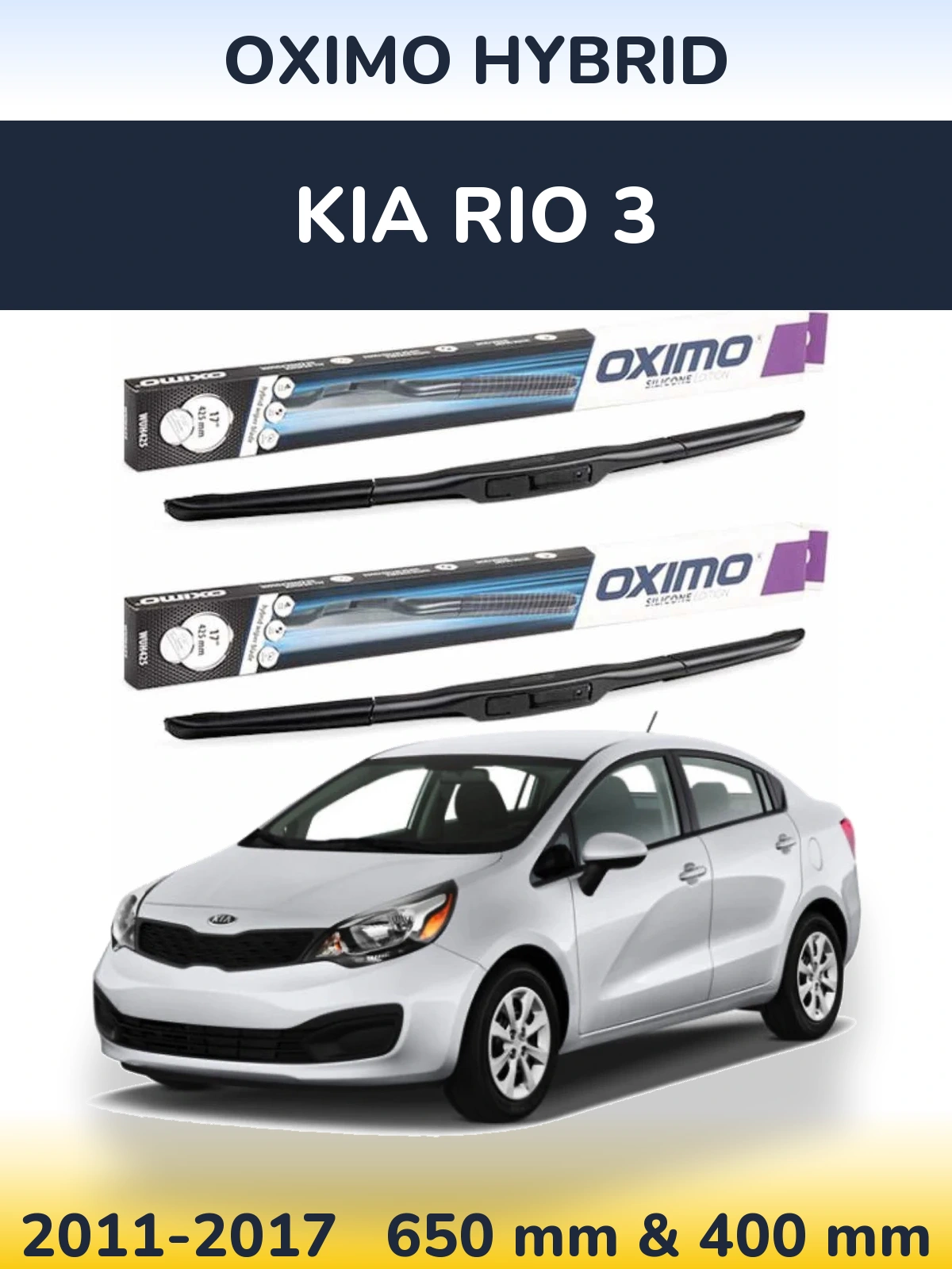 Sada předních stěračů Oximo Hybrid 650 a 400 mm pro KIA Rio 3 2011-2017