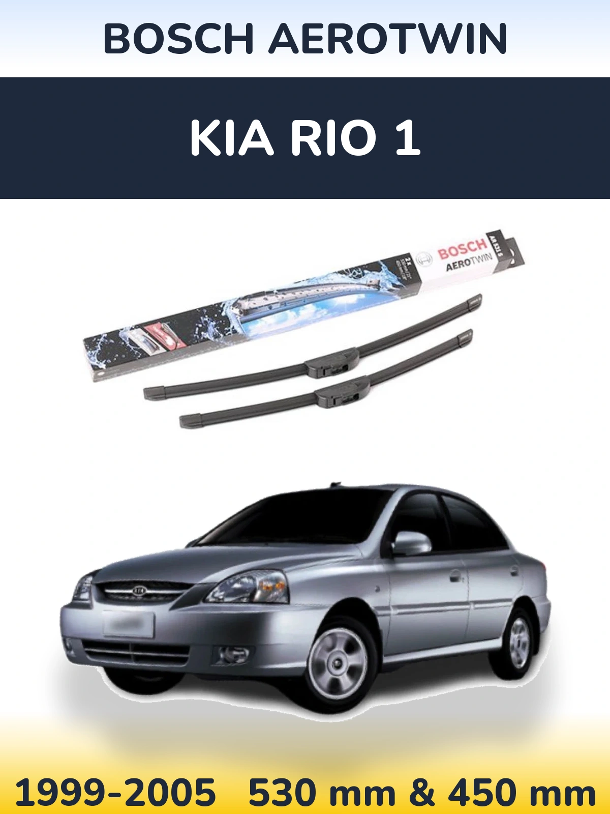 Sada předních stěračů BOSCH AeroTwin 530 a 450 mm pro KIA Rio 1 1999-2005