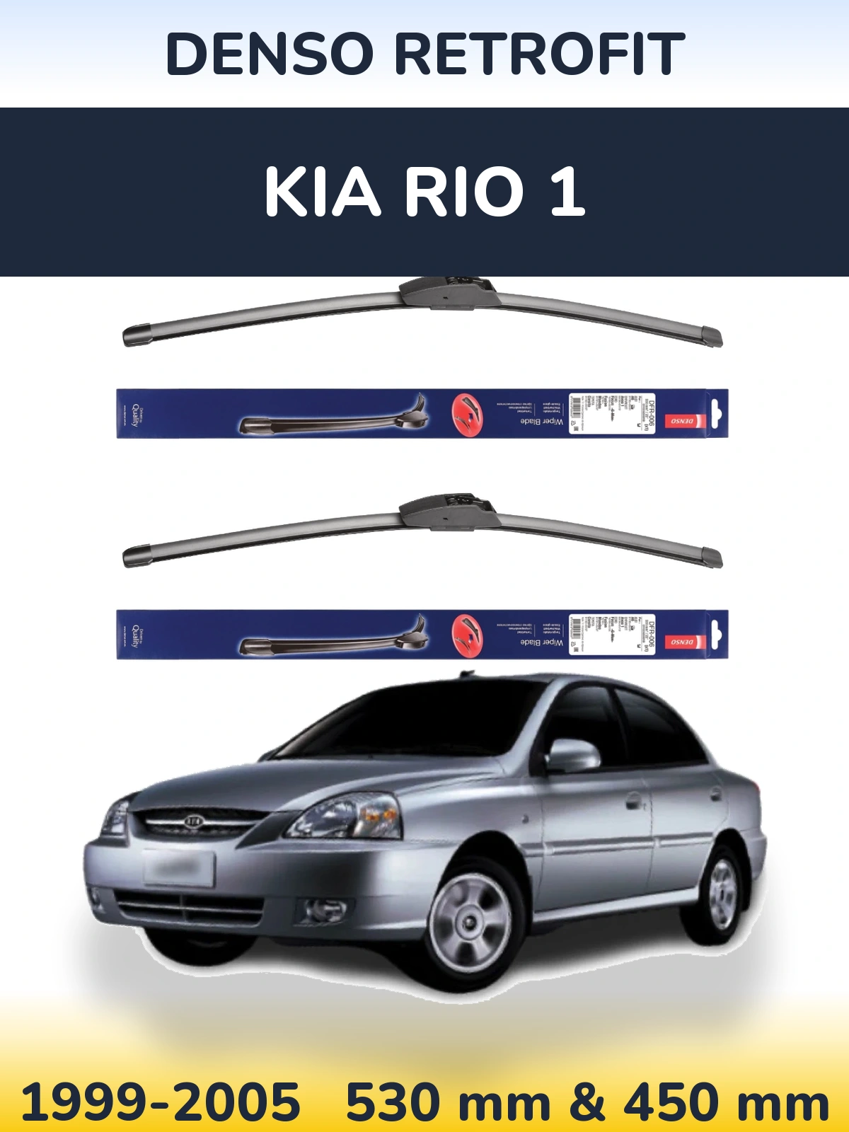 Sada předních stěračů Denso Retrofit 530 a 450 mm pro KIA Rio 1 1999-2005