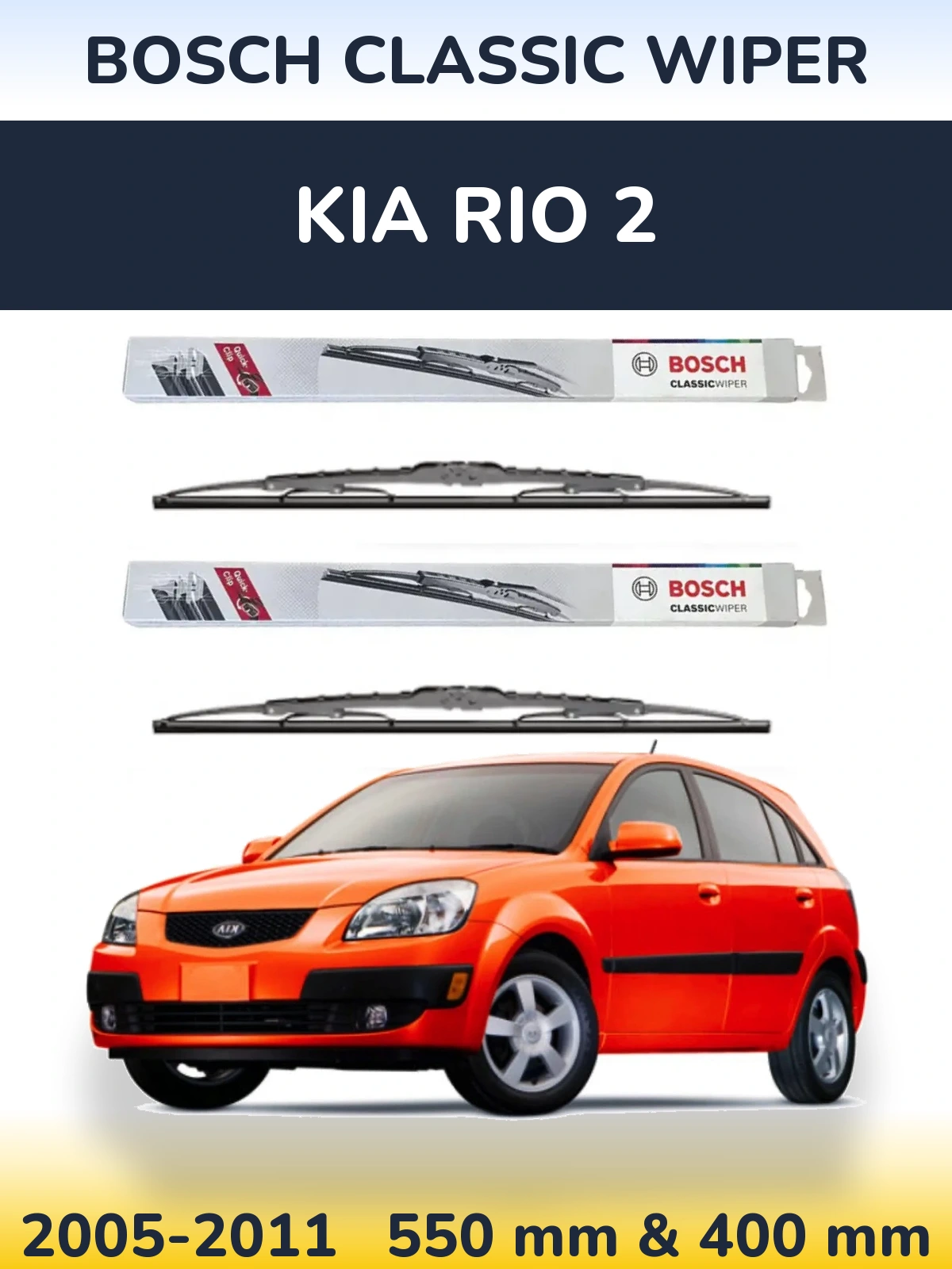 Sada předních stěračů BOSCH Classic Wiper 550 a 400 mm pro KIA Rio 2 2005-2011