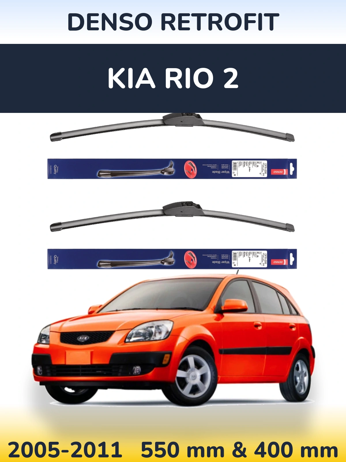 Sada předních stěračů Denso Retrofit 550 a 400 mm pro KIA Rio 2 2005-2011