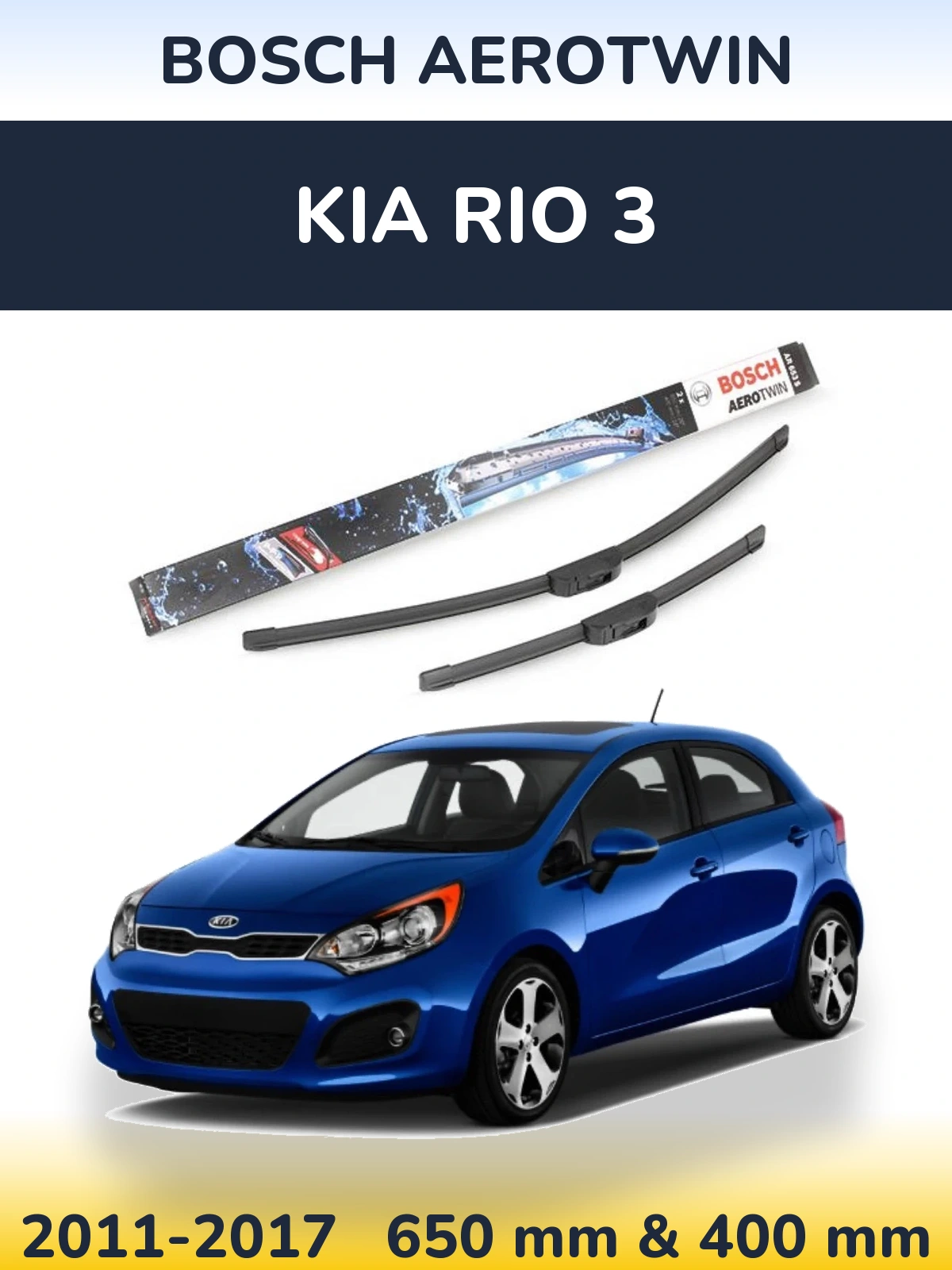 Sada předních stěračů BOSCH AeroTwin 650 a 400 mm pro KIA Rio 3 2011-2017