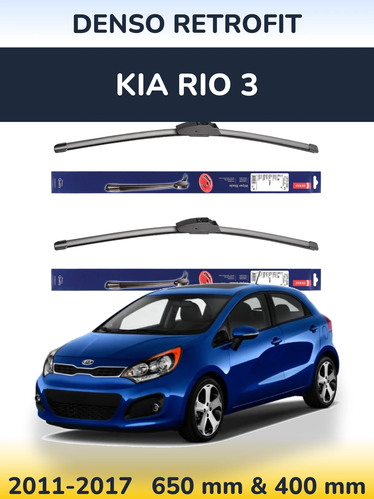 Sada předních stěračů Denso Retrofit 650 a 400 mm pro KIA Rio 3 2011-2017