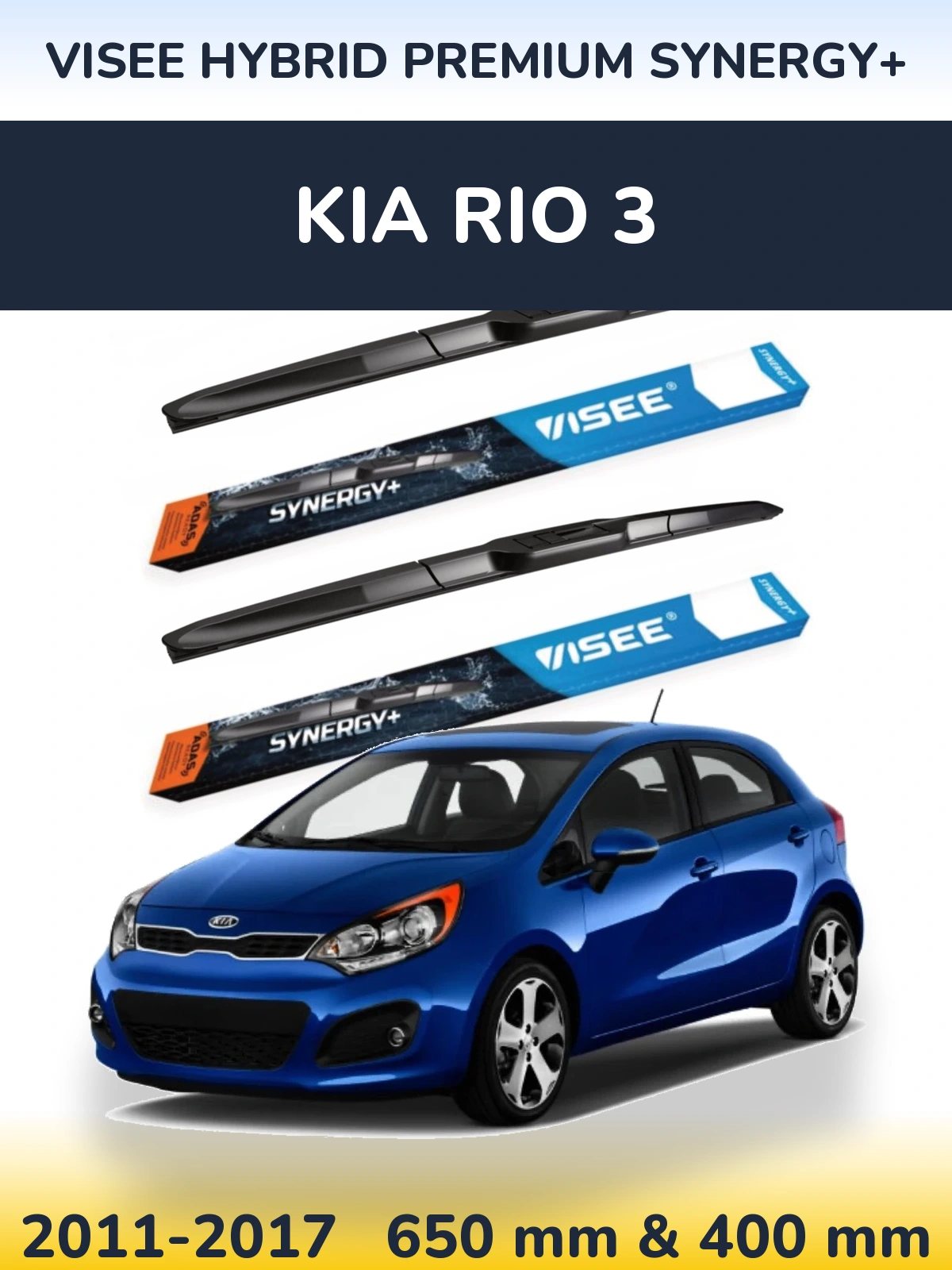 Sada předních stěračů VISEE HYBRID PREMIUM SYNERGY+ 650 a 400 mm pro KIA Rio 3 2011-2017