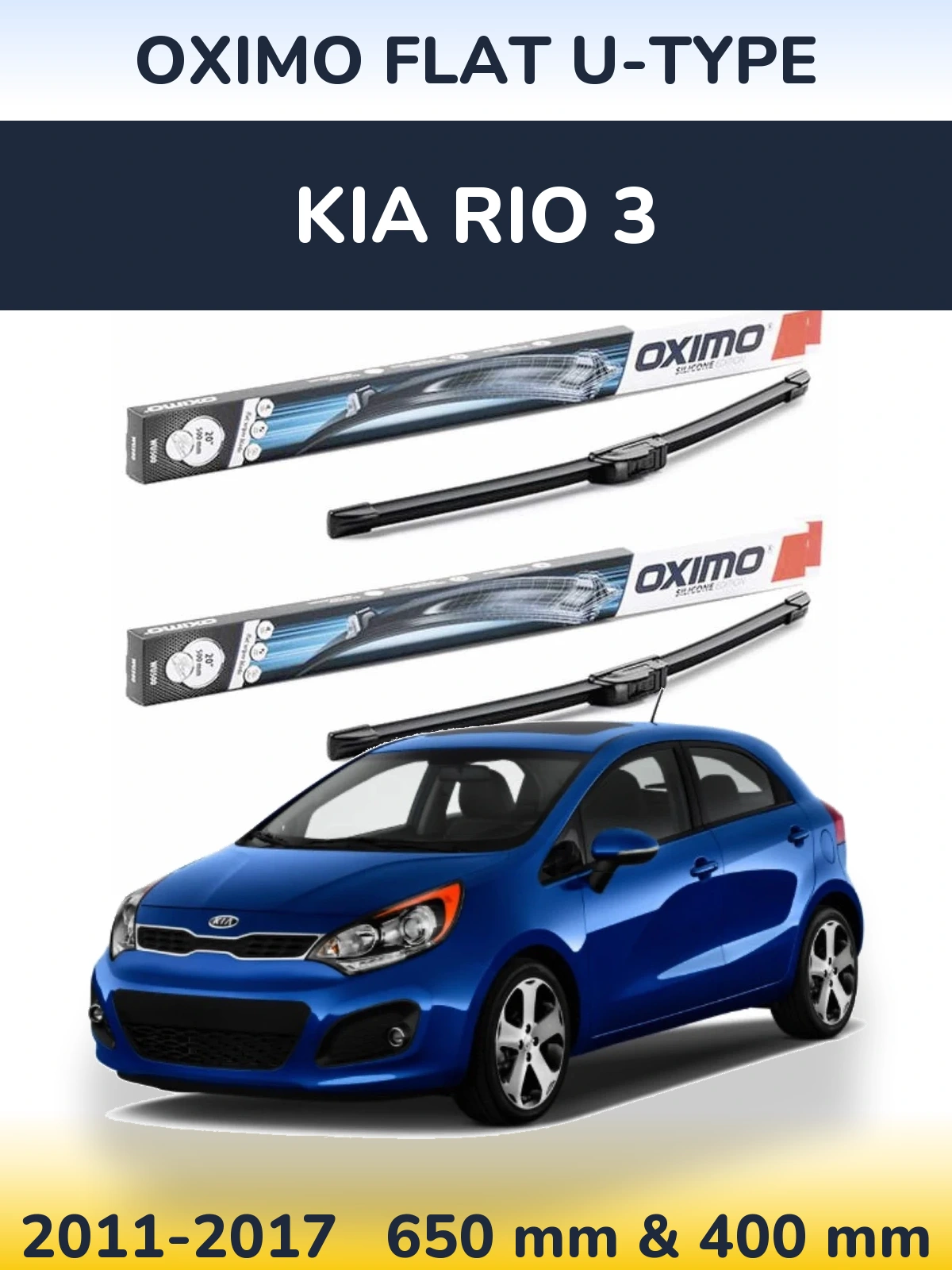 Sada předních stěračů Oximo Flat U-type 650 a 400 mm pro KIA Rio 3 2011-2017