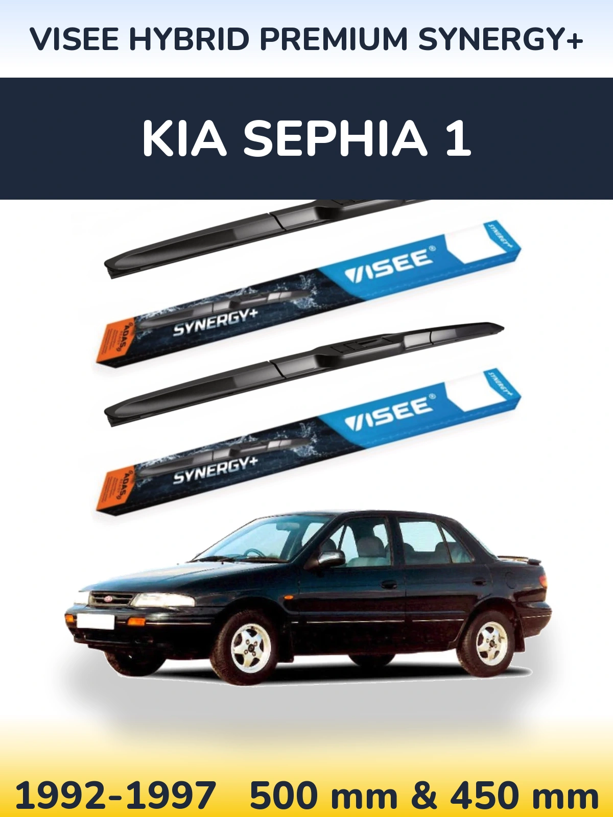 Sada předních stěračů VISEE HYBRID PREMIUM SYNERGY+ 500 a 450 mm pro KIA Sephia 1 1992-1997