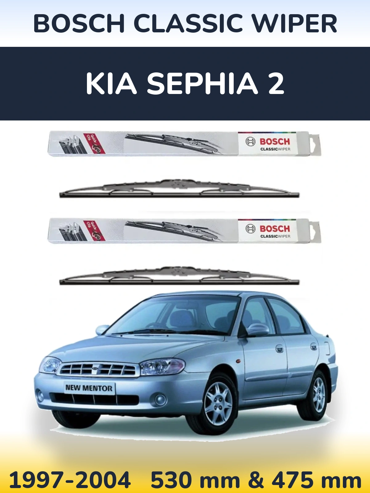 Sada předních stěračů BOSCH Classic Wiper 530 a 475 mm pro KIA Sephia 2 1997-2004