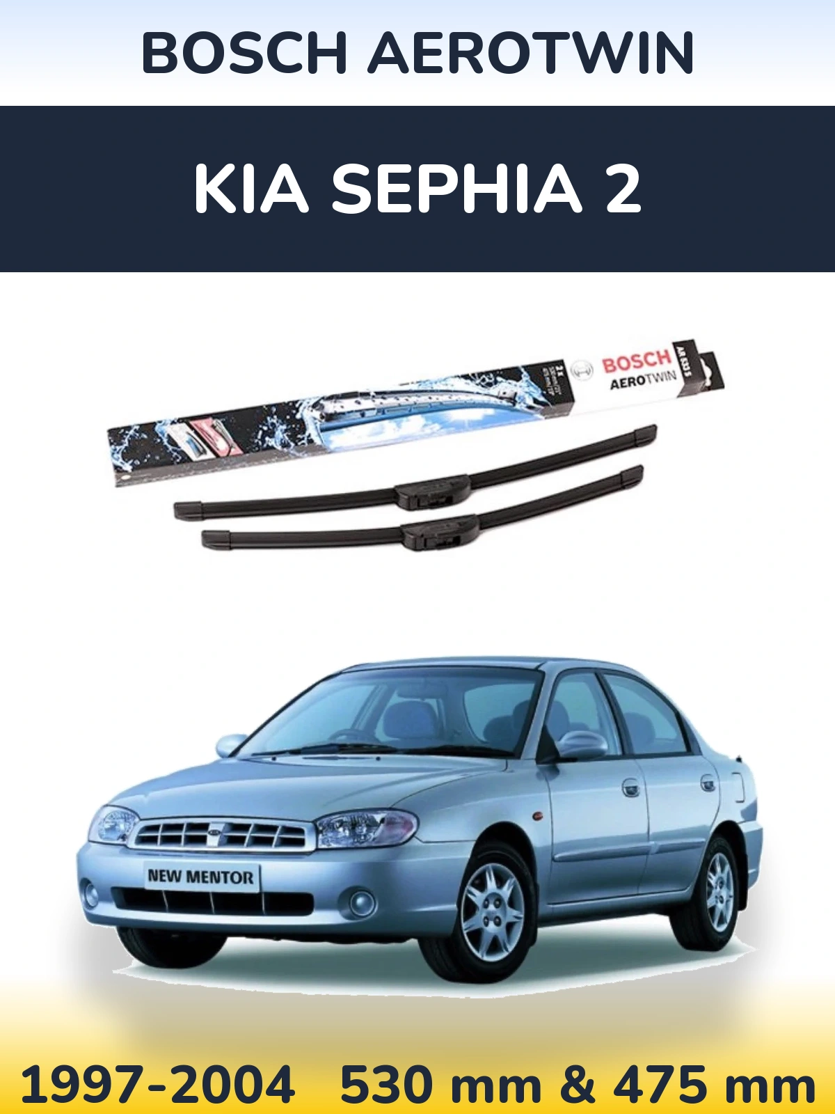 Sada předních stěračů BOSCH AeroTwin 530 a 475 mm pro KIA Sephia 2 1997-2004