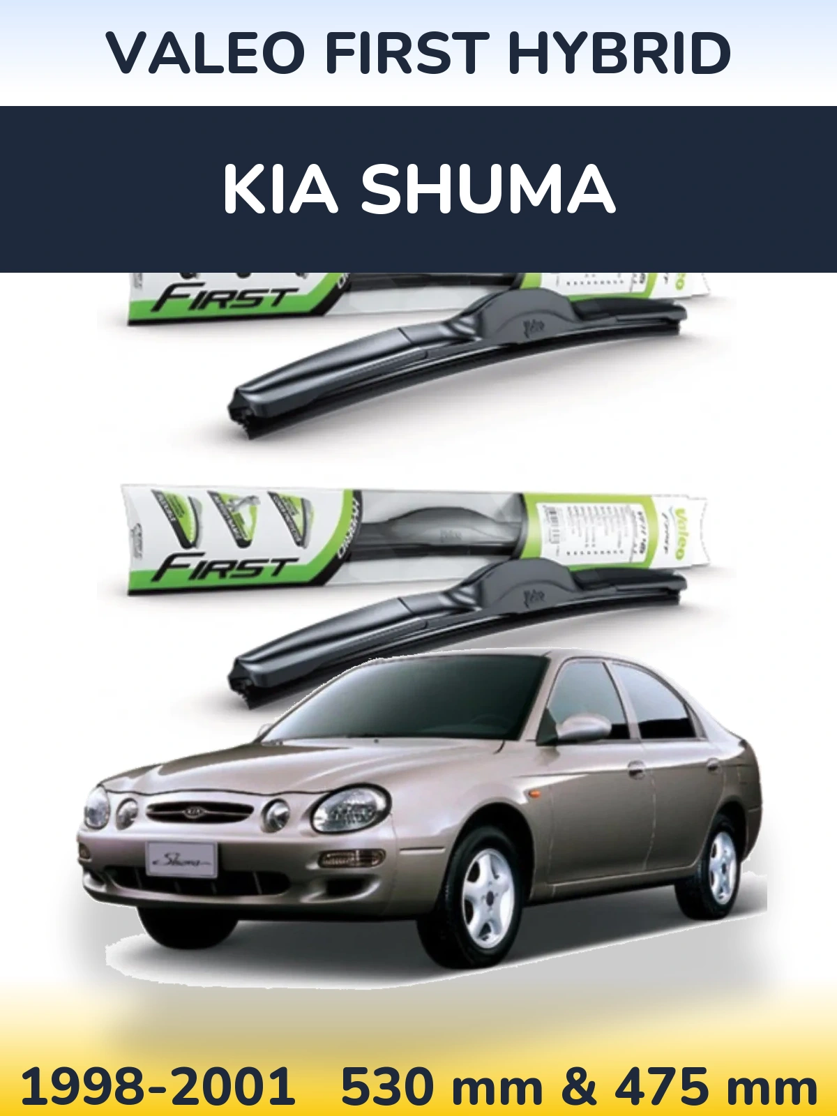 Sada předních stěračů Valeo First Hybrid 530 a 475 mm pro KIA Shuma 1998-2001