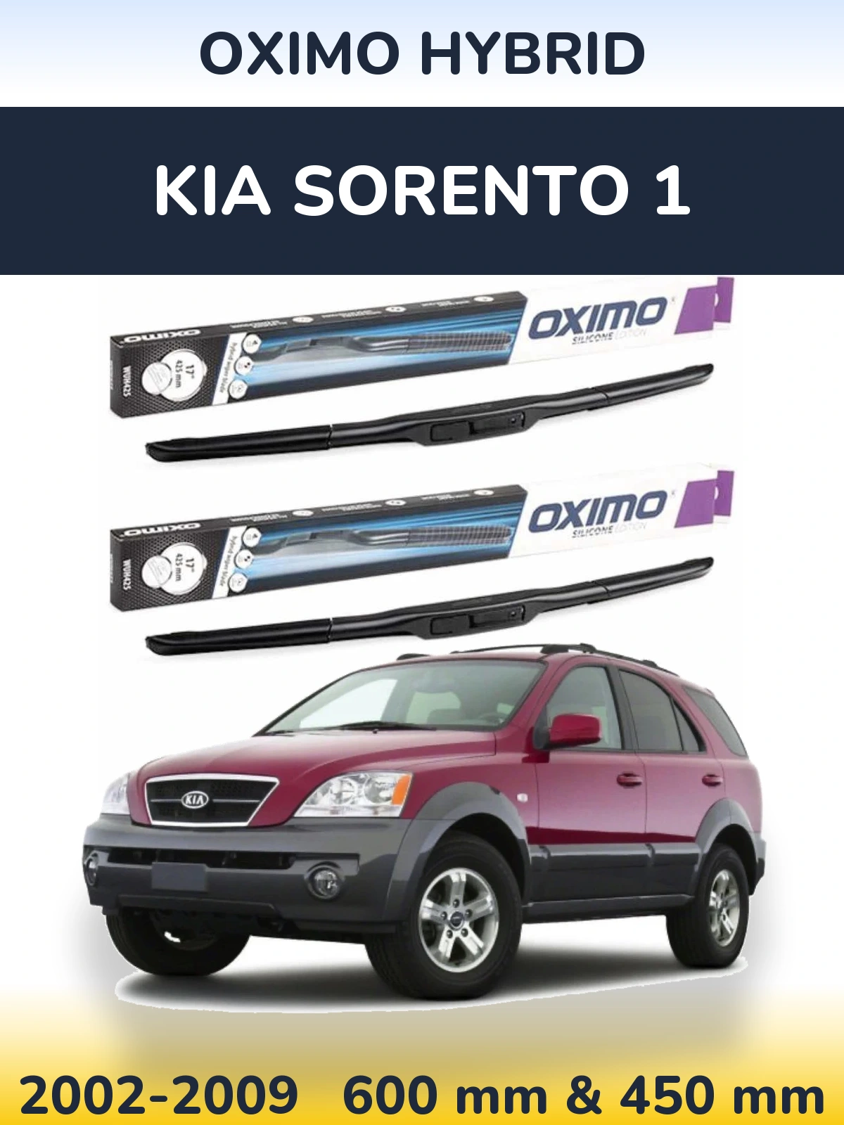 Sada předních stěračů Oximo Hybrid 600 a 450 mm pro KIA Sorento 1 2002-2009