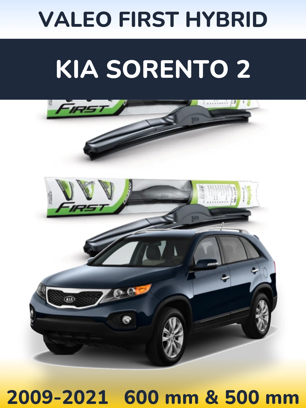 Sada předních stěračů Valeo First Hybrid 600 a 500 mm pro KIA Sorento 2 2009-2021