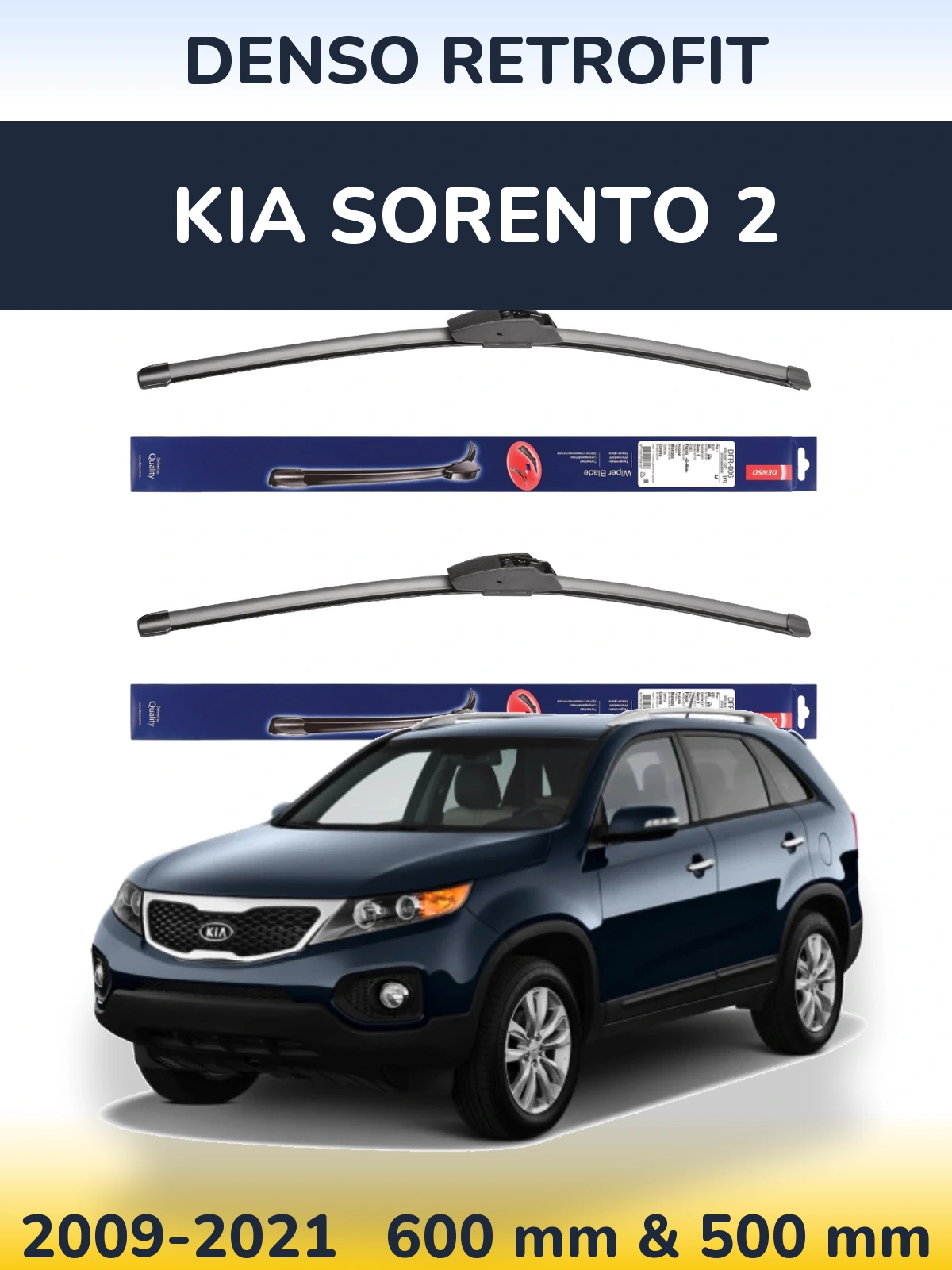 Sada předních stěračů Denso Retrofit 600 a 500 mm pro KIA Sorento 2 2009-2021