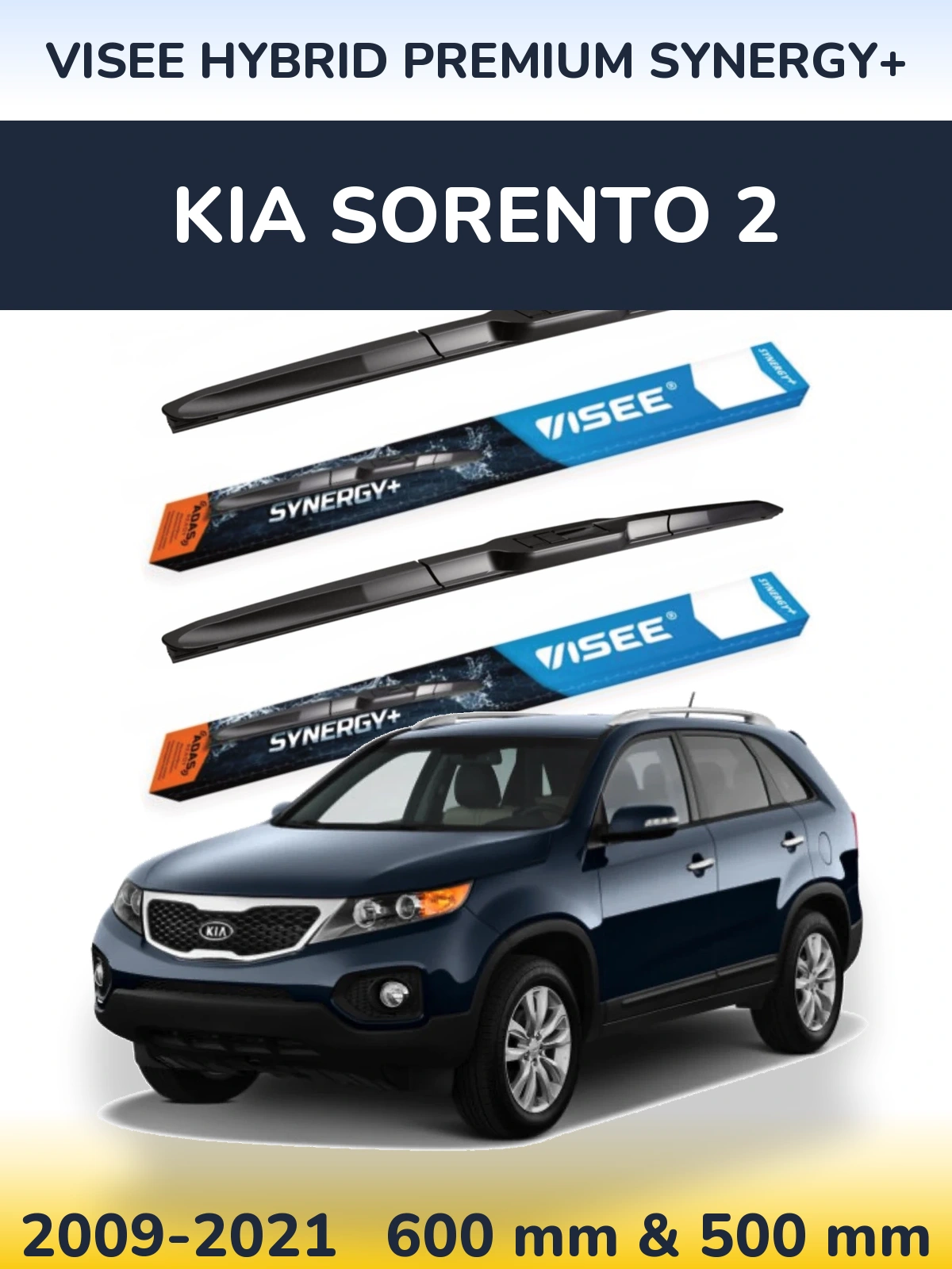 Sada předních stěračů VISEE HYBRID PREMIUM SYNERGY+ 600 a 500 mm pro KIA Sorento 2 2009-2021