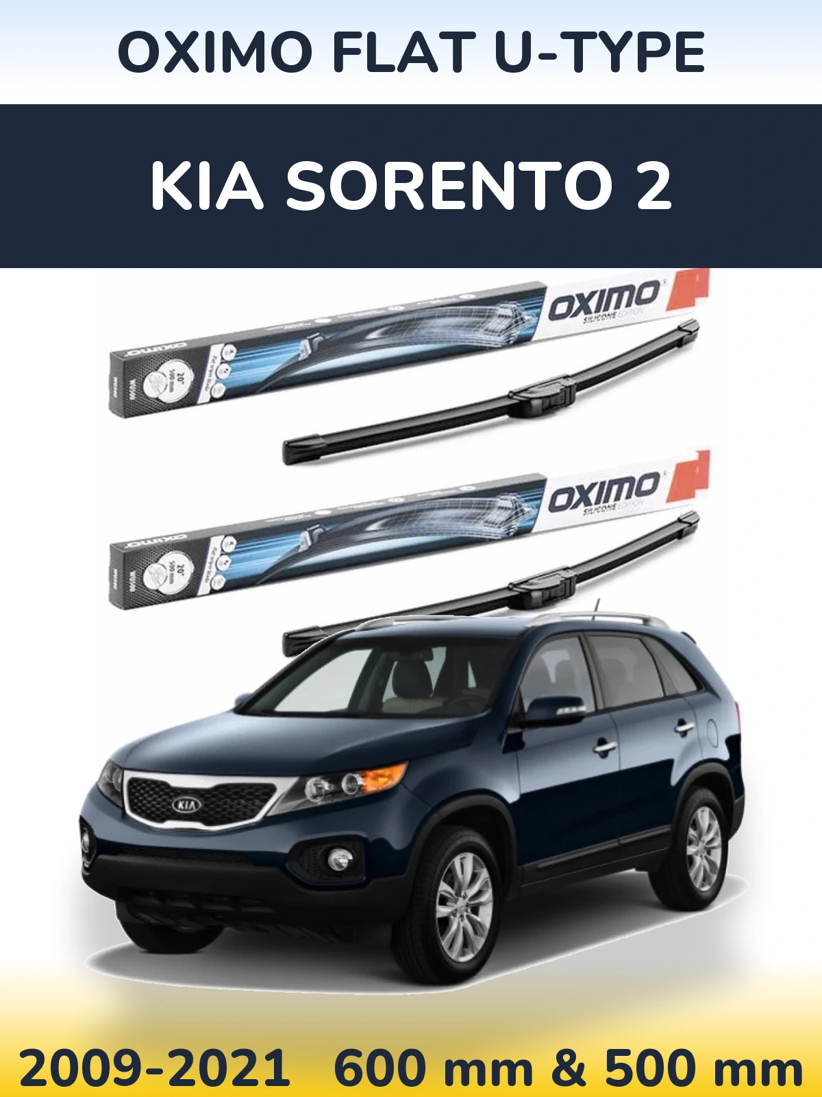 Sada předních stěračů Oximo Flat U-type 600 a 500 mm pro KIA Sorento 2 2009-2021
