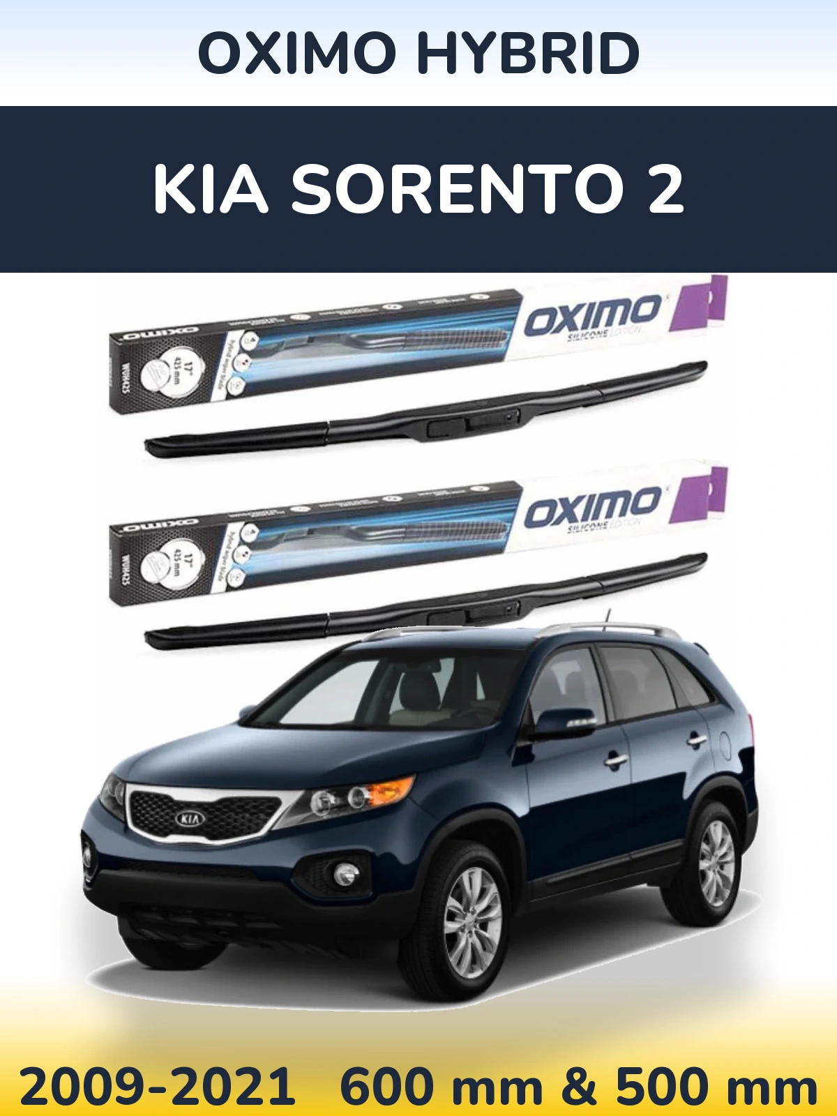 Sada předních stěračů Oximo Hybrid 600 a 500 mm pro KIA Sorento 2 2009-2021