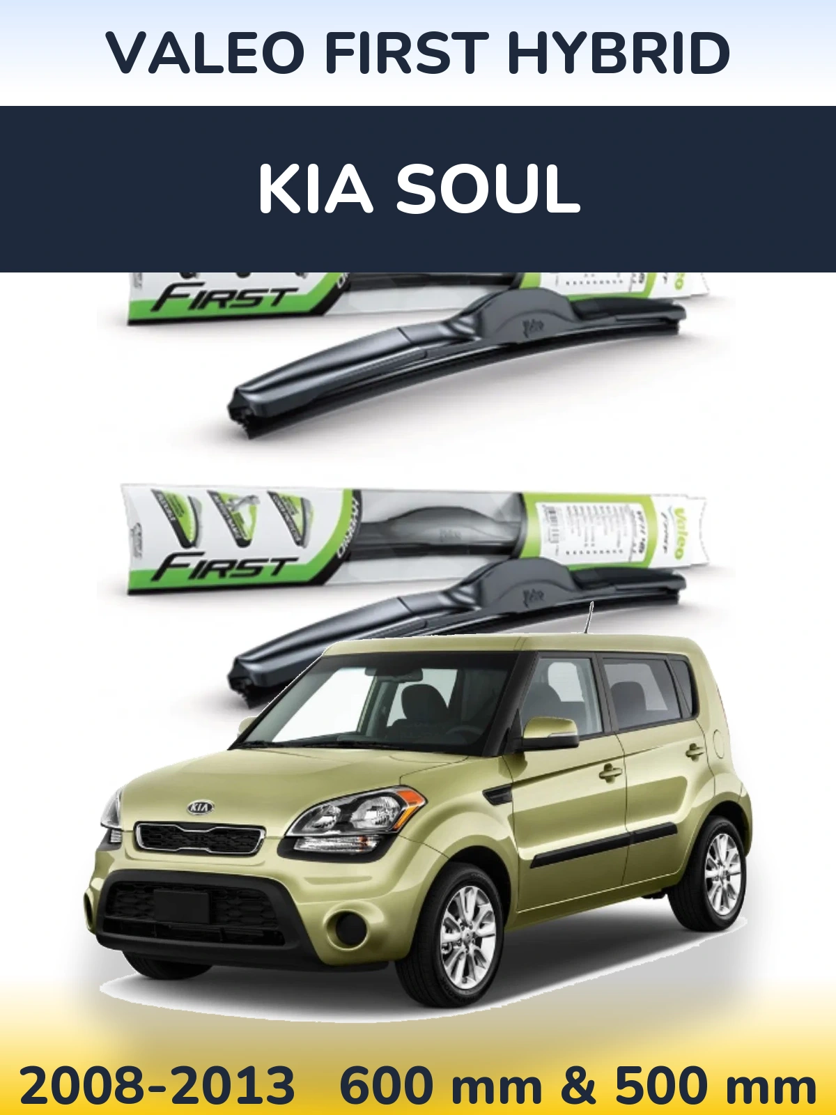 Sada předních stěračů Valeo First Hybrid 600 a 500 mm pro KIA Soul 2008-2013