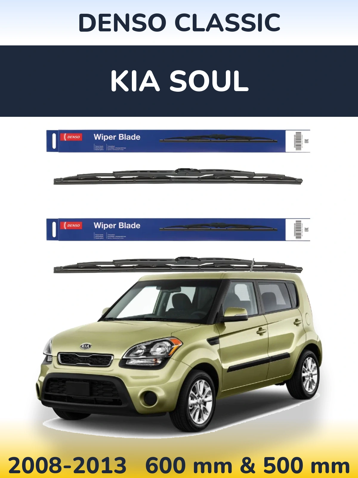 Sada předních stěračů Denso Classic 600 a 500 mm pro KIA Soul 2008-2013