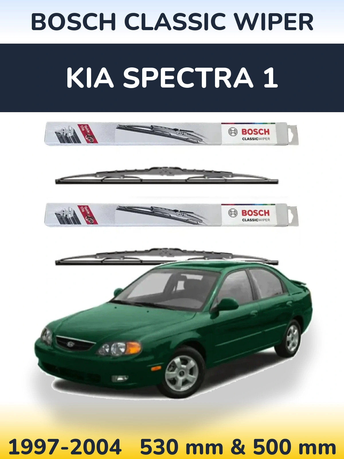 Sada předních stěračů BOSCH Classic Wiper 530 a 500 mm pro KIA Spectra 1 1997-2004