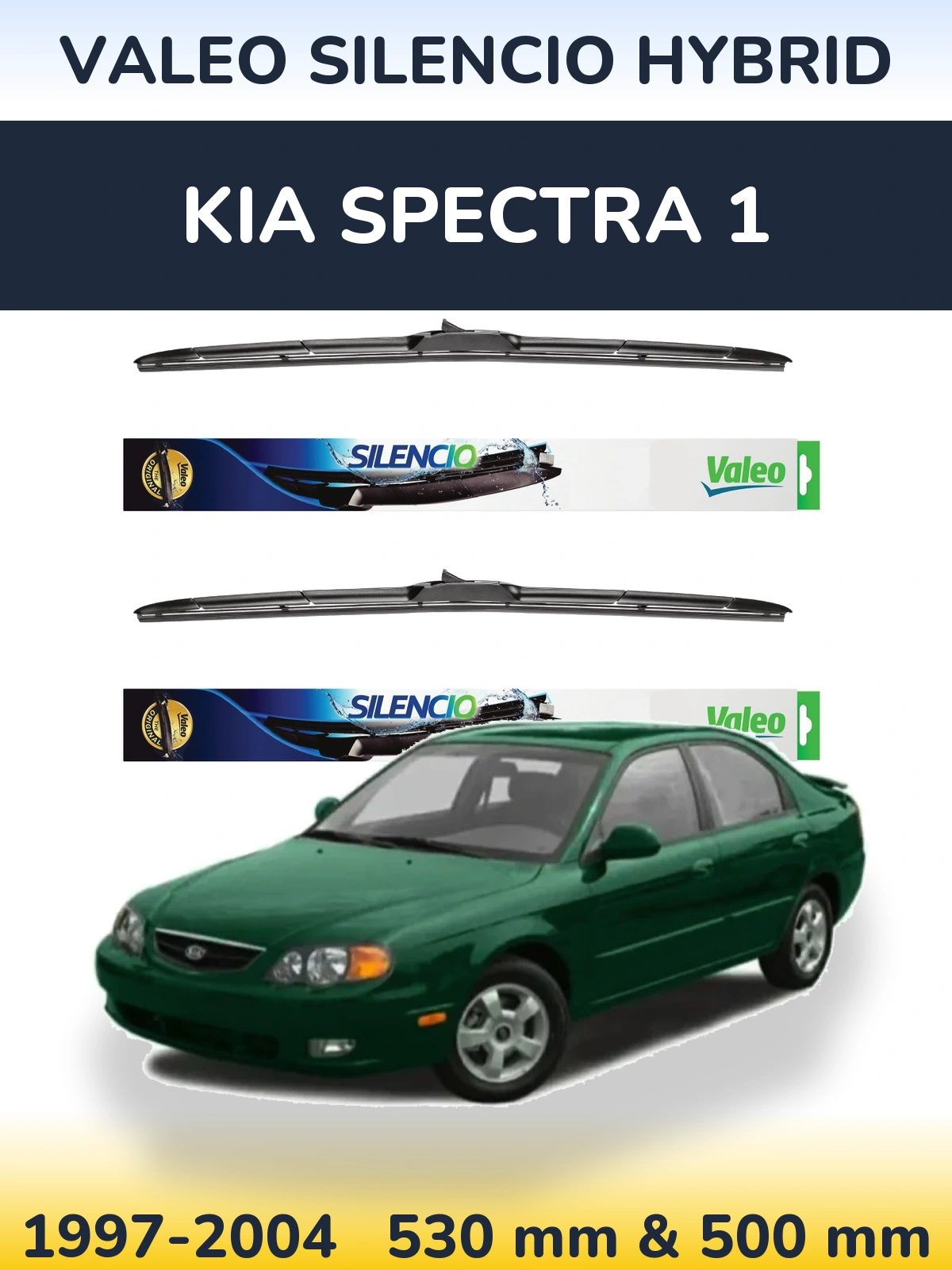 Комплект передніх щіток Valeo Silencio Hybrid 530 & 500 мм для KIA Spectra 1 1997-2004