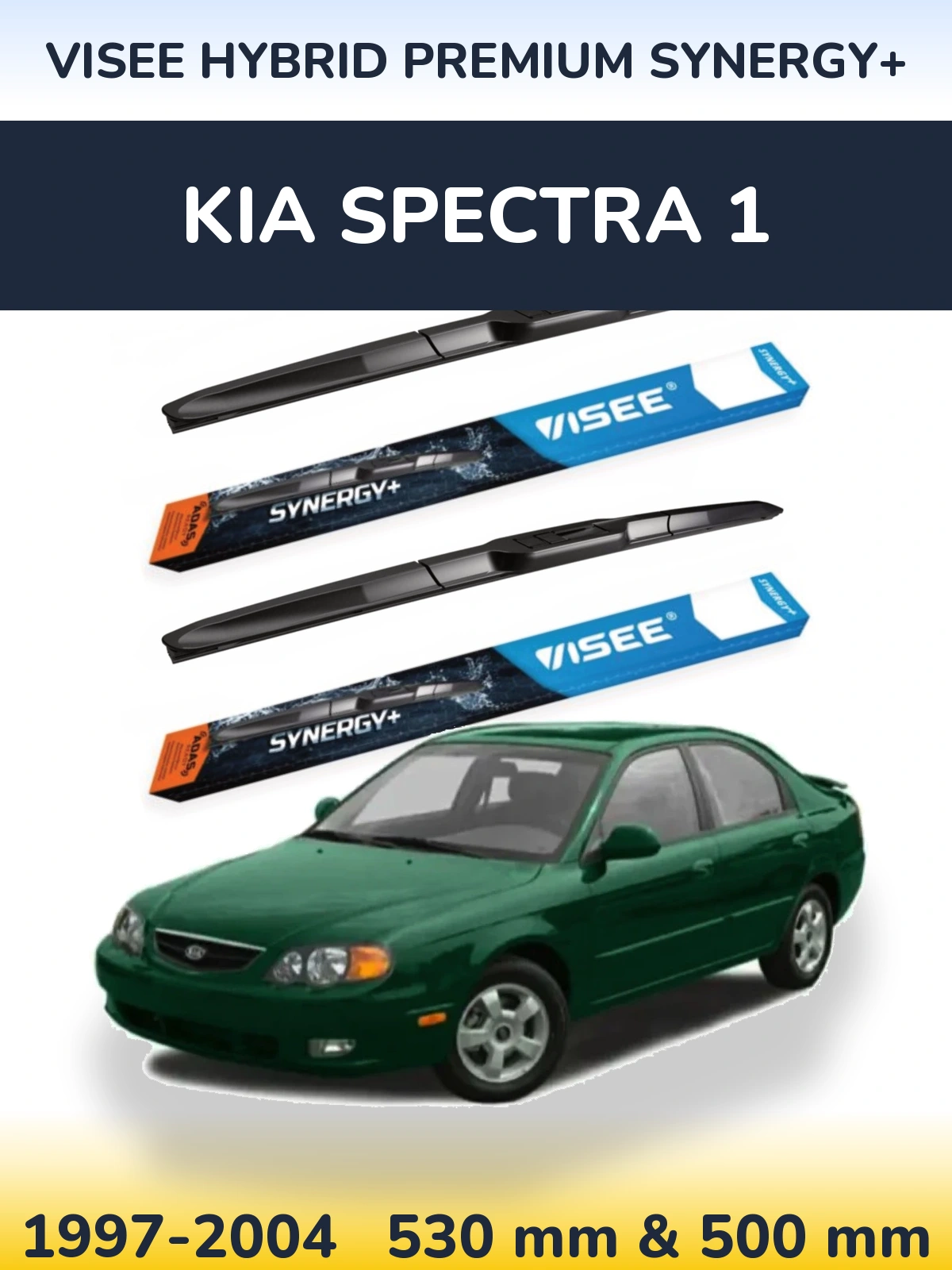 Sada předních stěračů VISEE HYBRID PREMIUM SYNERGY+ 530 a 500 mm pro KIA Spectra 1 1997-2004
