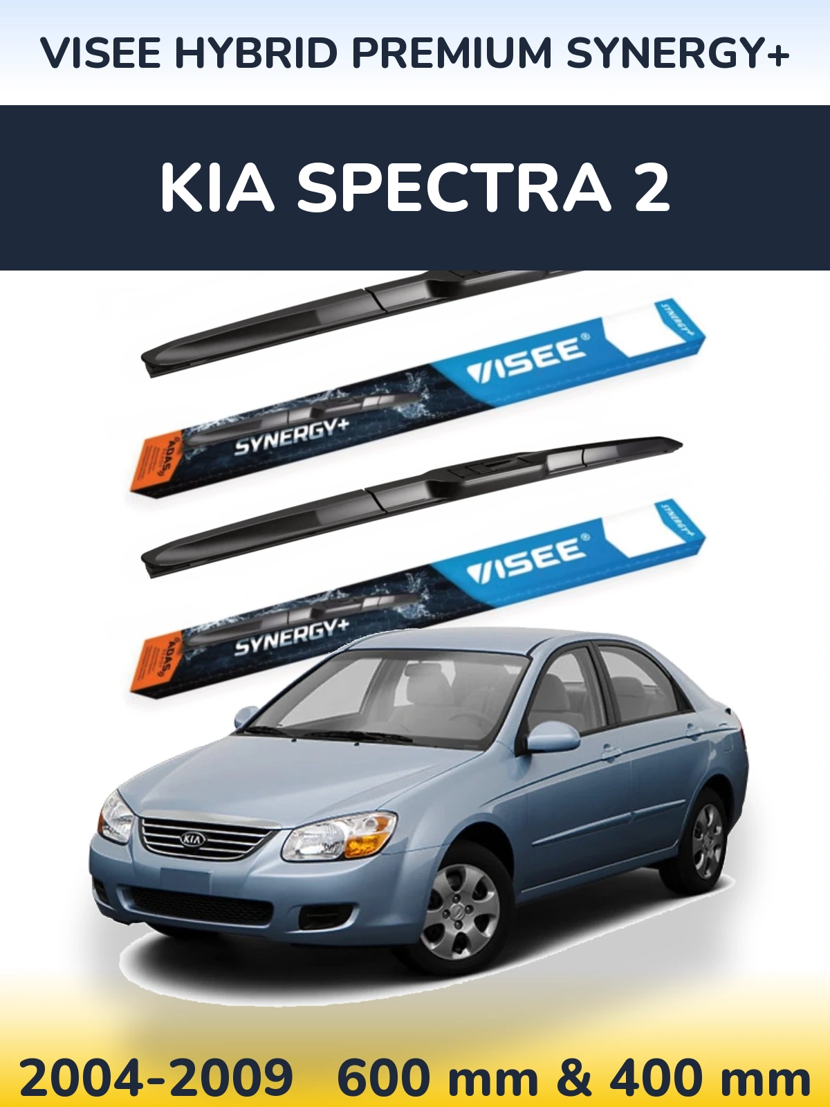 Sada předních stěračů VISEE HYBRID PREMIUM SYNERGY+ 600 a 400 mm pro KIA Spectra 2 2004-2009