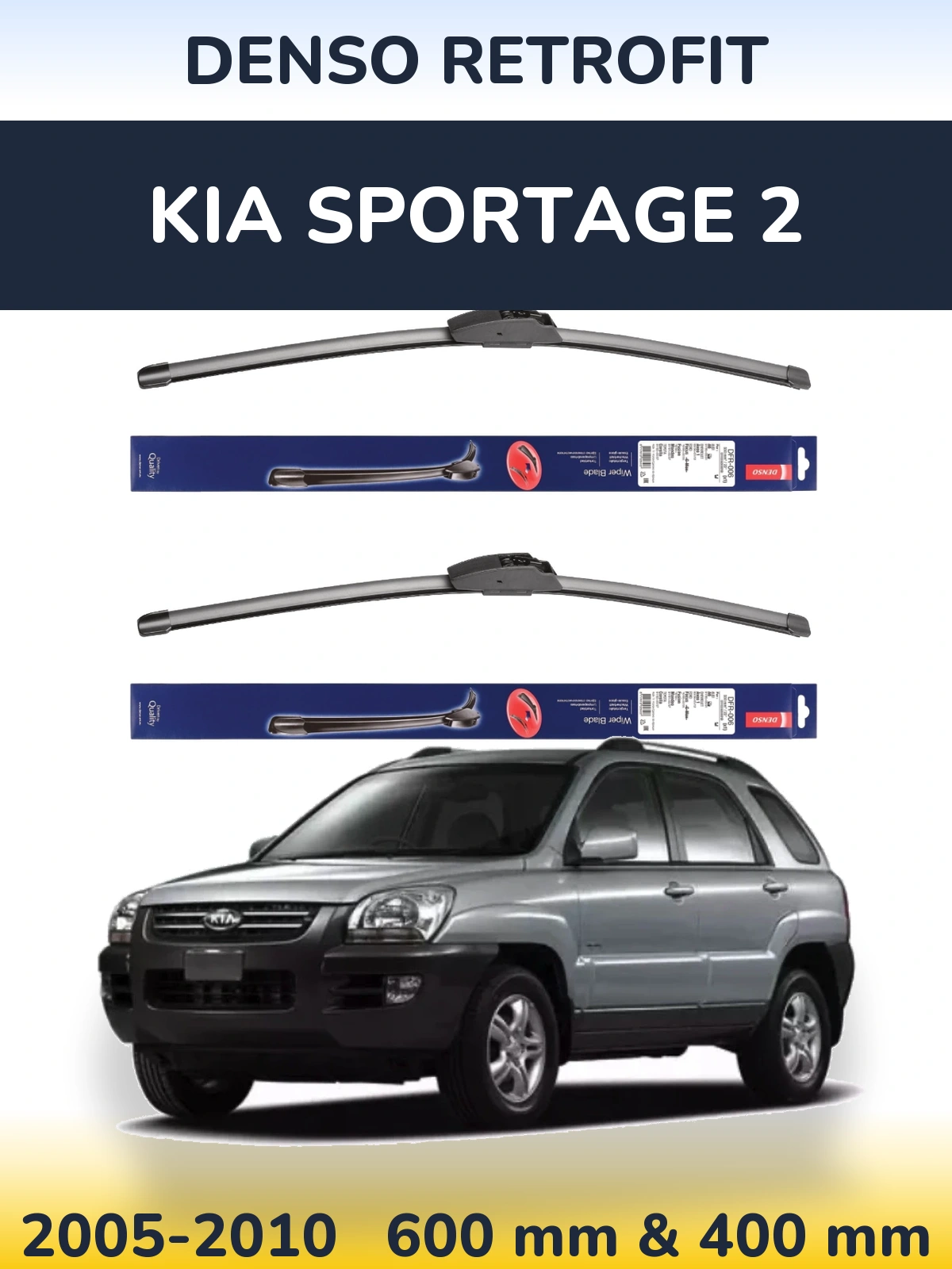 Sada předních stěračů Denso Retrofit 600 a 400 mm pro KIA Sportage 2 2005-2010