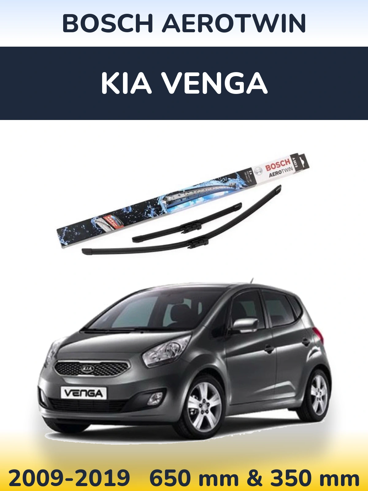 Sada předních stěračů BOSCH AeroTwin 650 a 340 mm pro KIA Venga 2009-2019