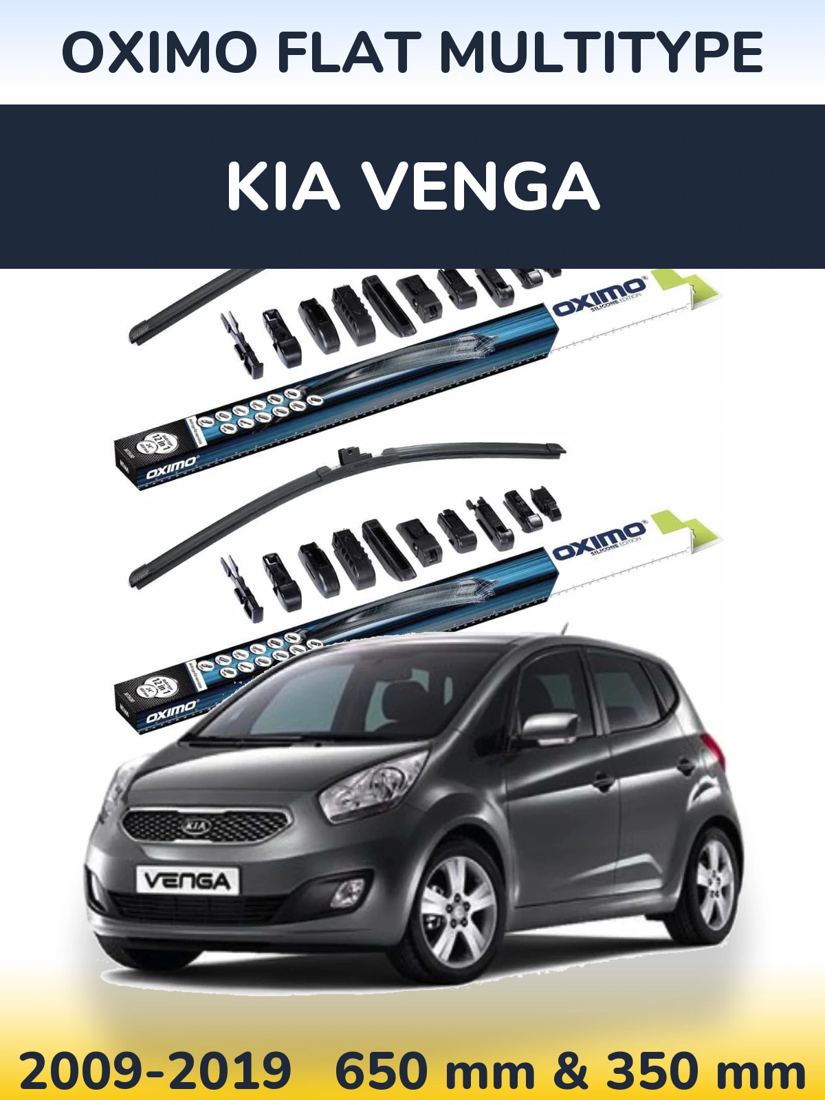 Sada předních stěračů Oximo Flat MultiType 650 a 350 mm pro KIA Venga 2009-2019
