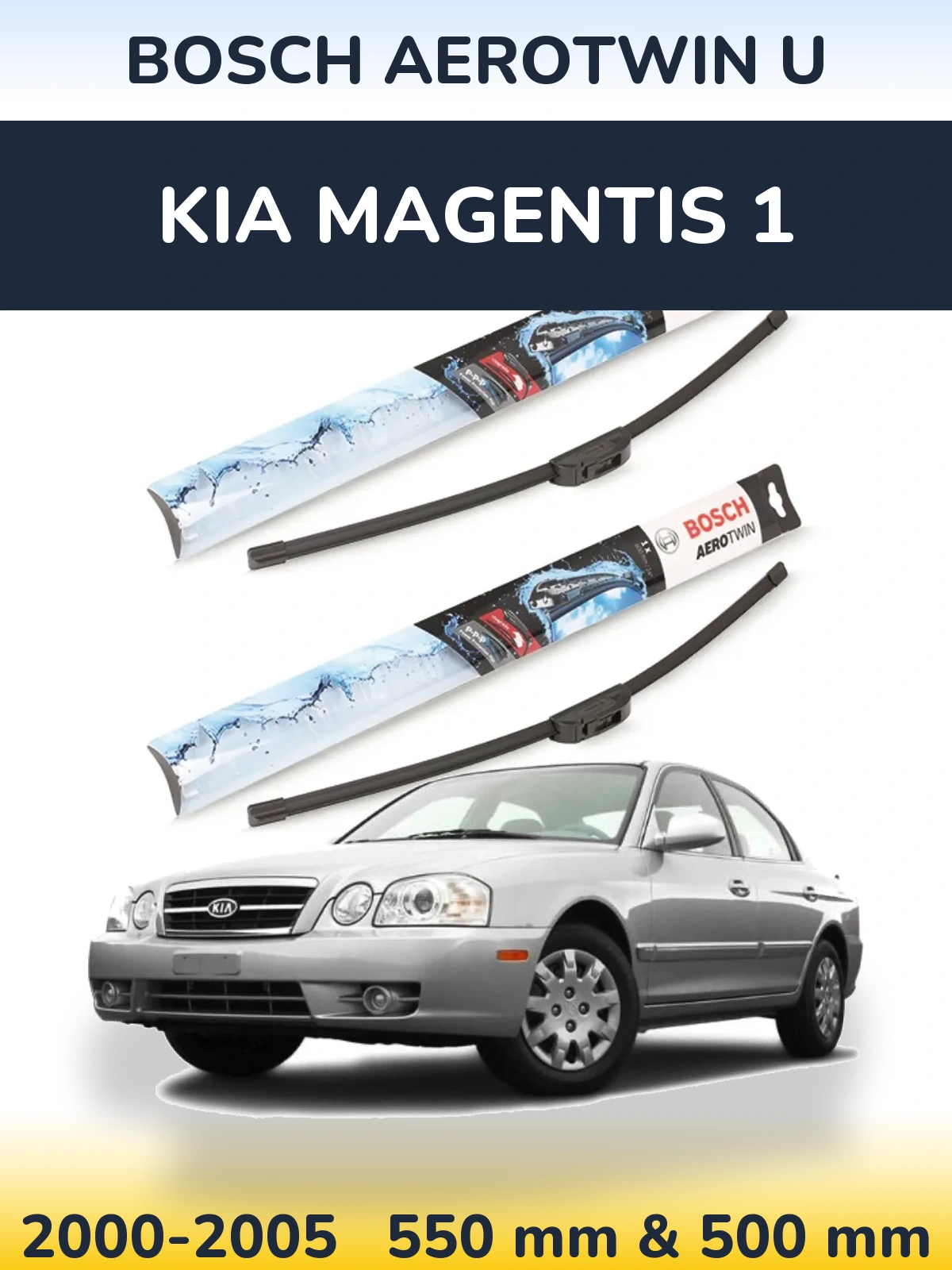 Sada předních stěračů BOSCH AeroTwin U 550 a 500 mm pro KIA Magentis 1 2000-2005