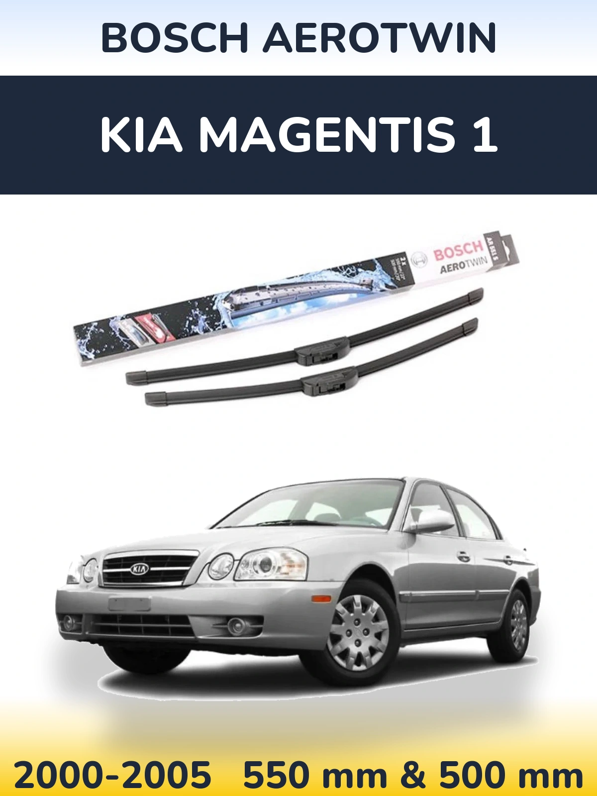Sada předních stěračů BOSCH AeroTwin 550 a 500 mm pro KIA Magentis 1 2000-2005