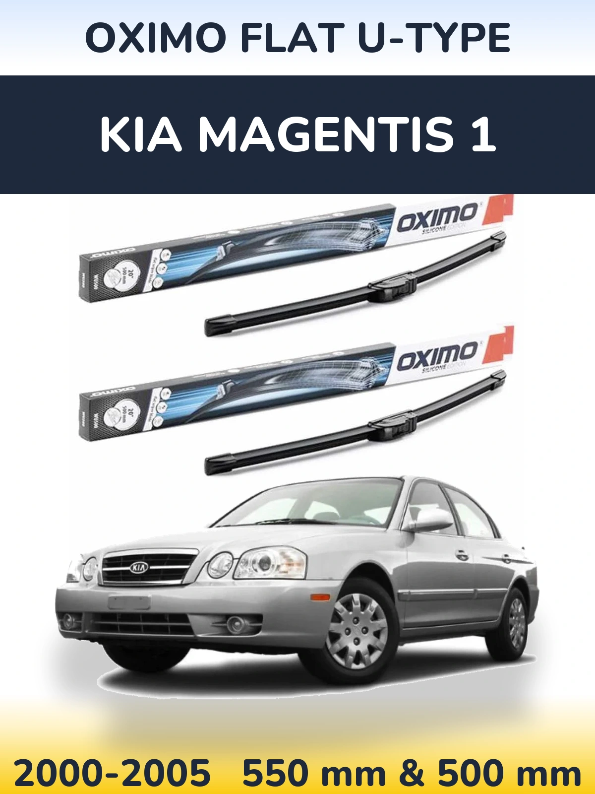 Sada předních stěračů Oximo Flat U-type 550 a 500 mm pro KIA Magentis 1 2000-2005