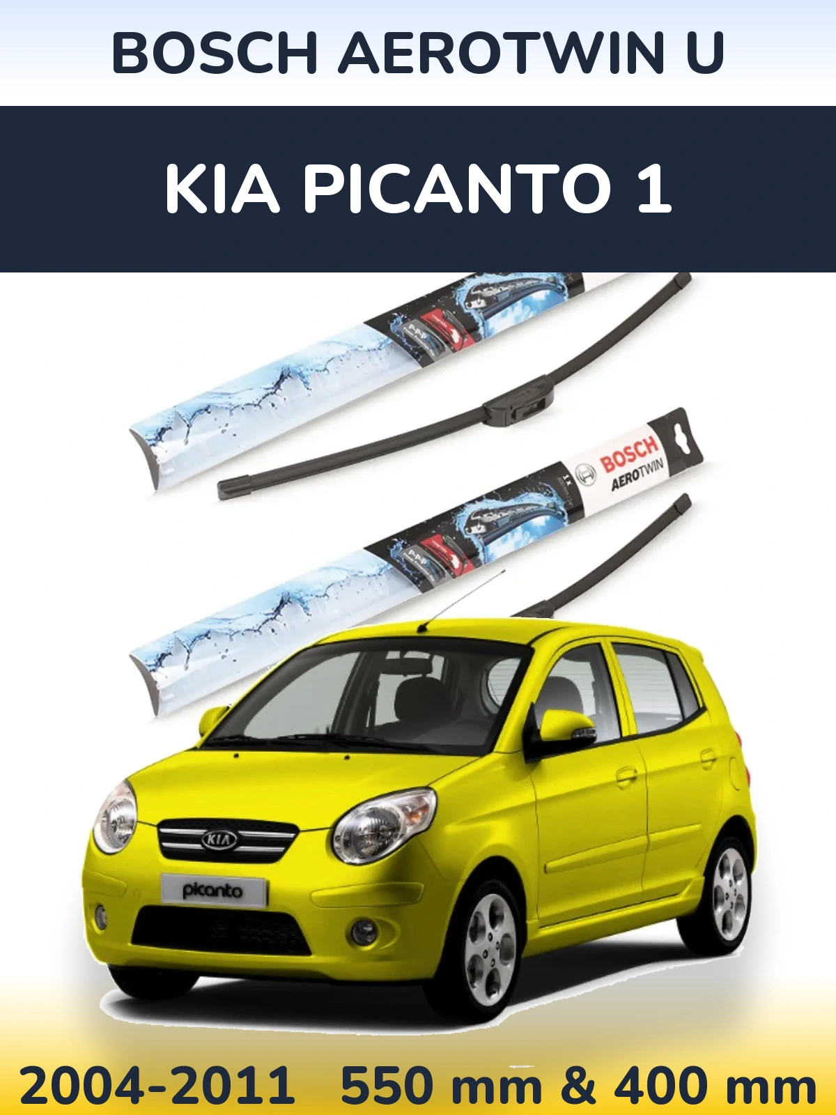 Sada předních stěračů BOSCH AeroTwin U 550 a 400 mm pro KIA Picanto 1 2004-2011