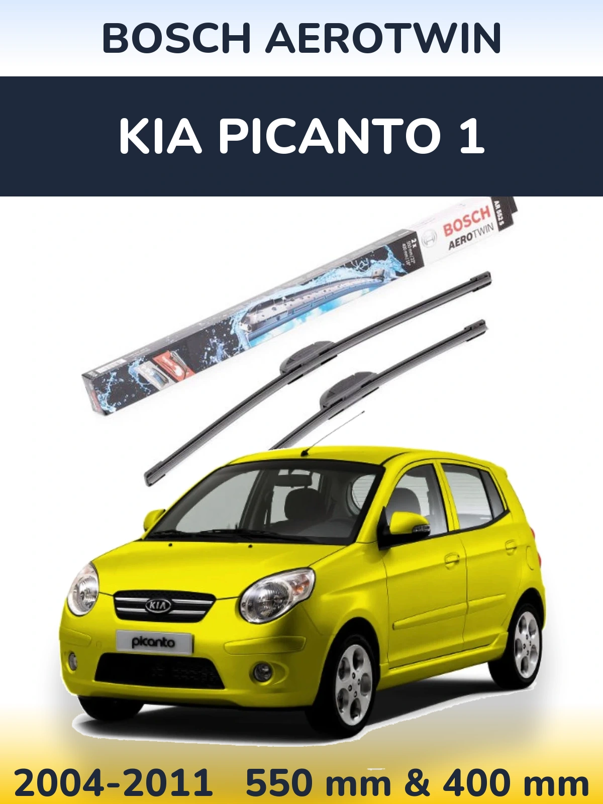 Sada předních stěračů BOSCH AeroTwin 550 a 400 mm pro KIA Picanto 1 2004-2011