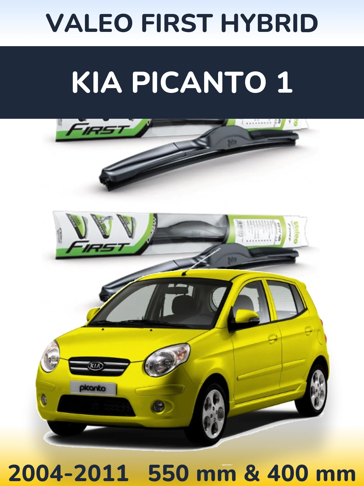 Sada předních stěračů Valeo First Hybrid 550 a 400 mm pro KIA Picanto 1 2004-2011