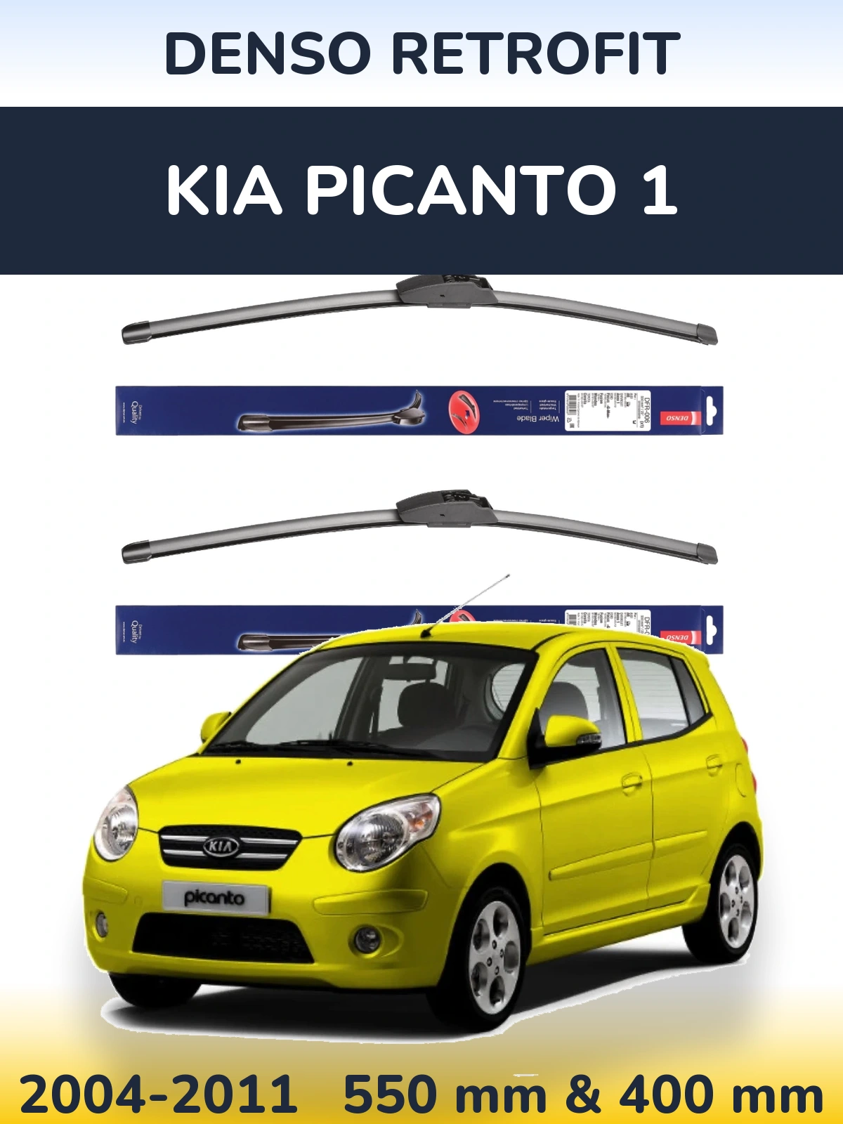 Sada předních stěračů Denso Retrofit 550 a 400 mm pro KIA Picanto 1 2004-2011