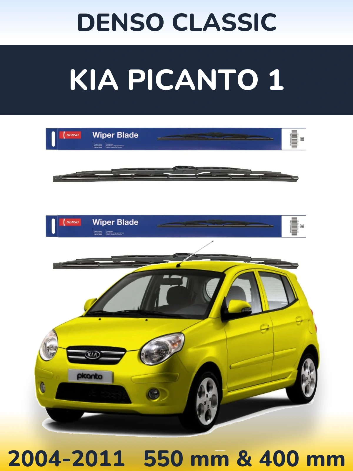 Sada předních stěračů Denso Classic 550 a 400 mm pro KIA Picanto 1 2004-2011