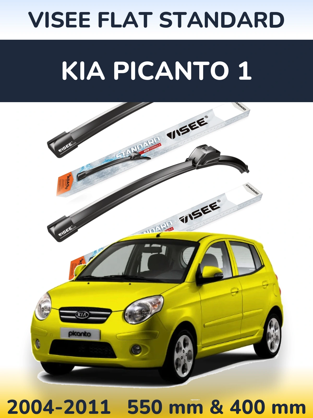 Sada předních stěračů VISEE FLAT STANDARD 550 a 400 mm pro KIA Picanto 1 2004-2011