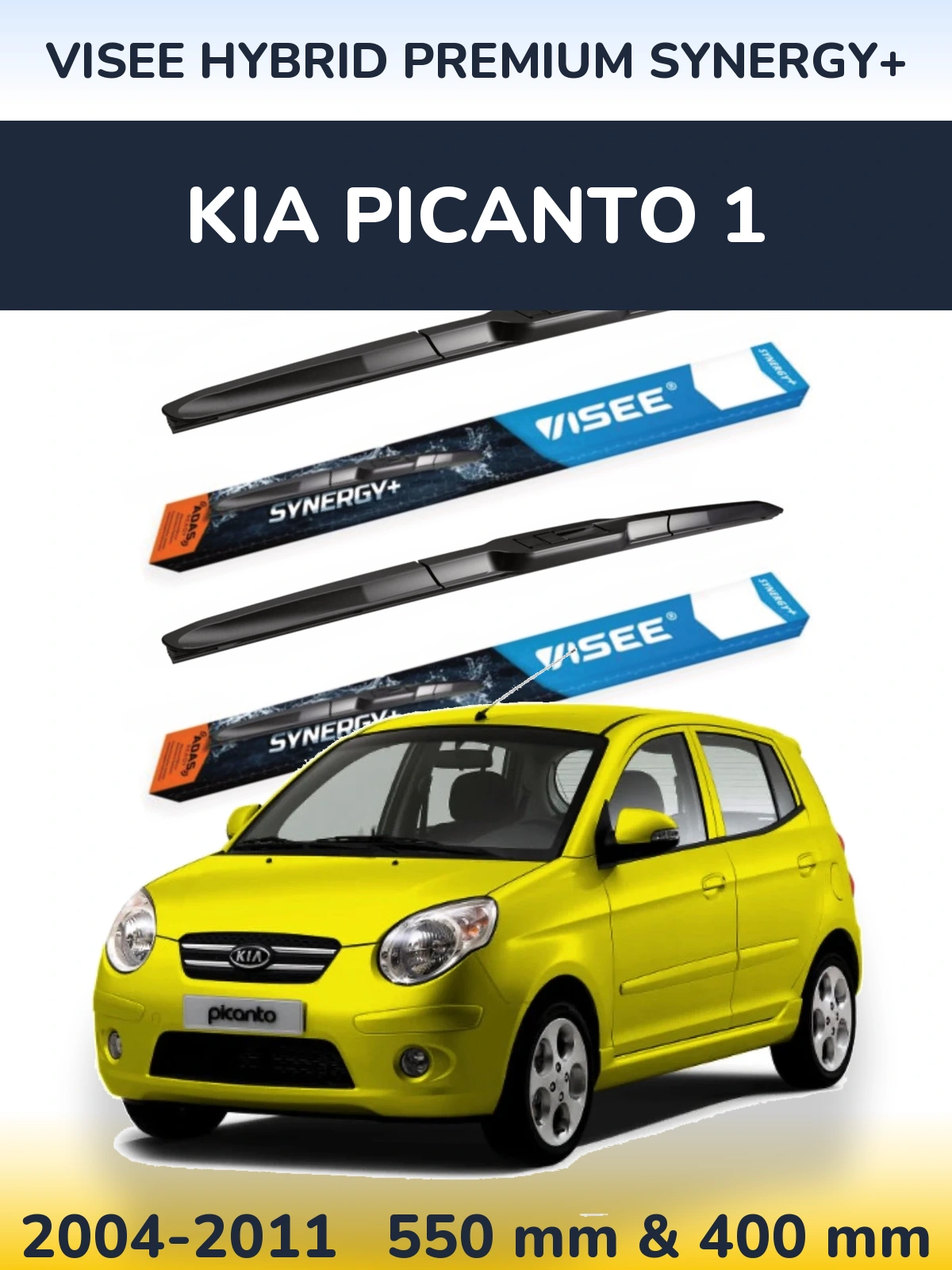 Sada předních stěračů VISEE HYBRID PREMIUM SYNERGY+ 550 a 400 mm pro KIA Picanto 1 2004-2011