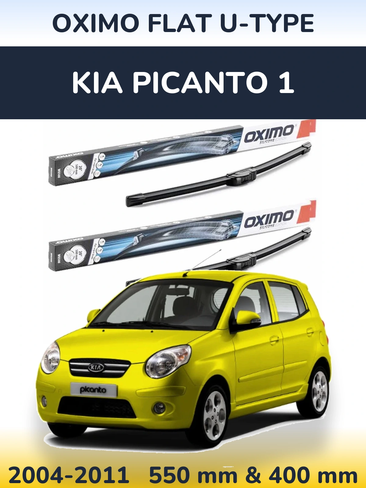 Sada předních stěračů Oximo Flat U-type 550 a 400 mm pro KIA Picanto 1 2004-2011