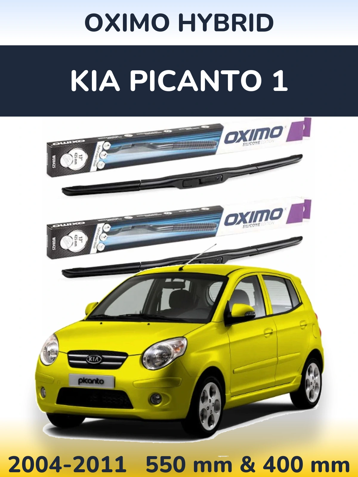 Sada předních stěračů Oximo Hybrid 550 a 400 mm pro KIA Picanto 1 2004-2011