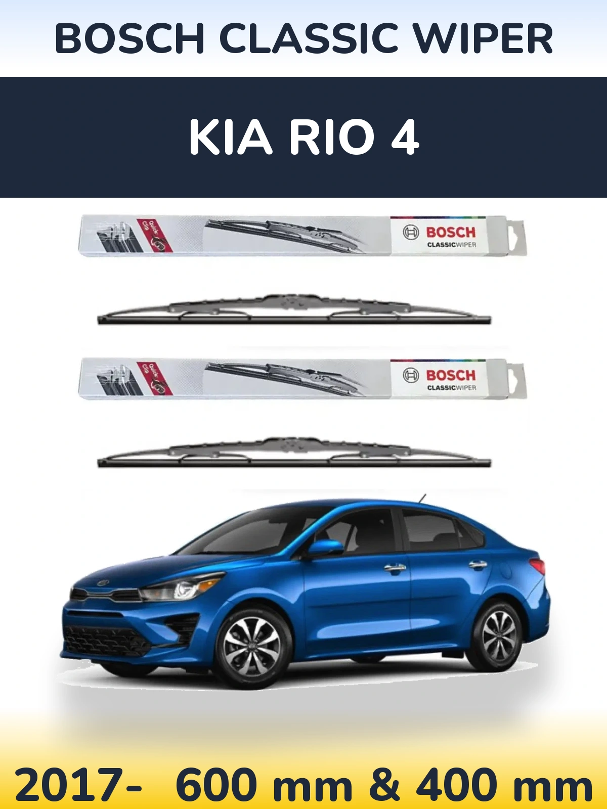 Sada předních stěračů BOSCH Classic Wiper 600 a 400 mm pro KIA Rio 4 2017-2026
