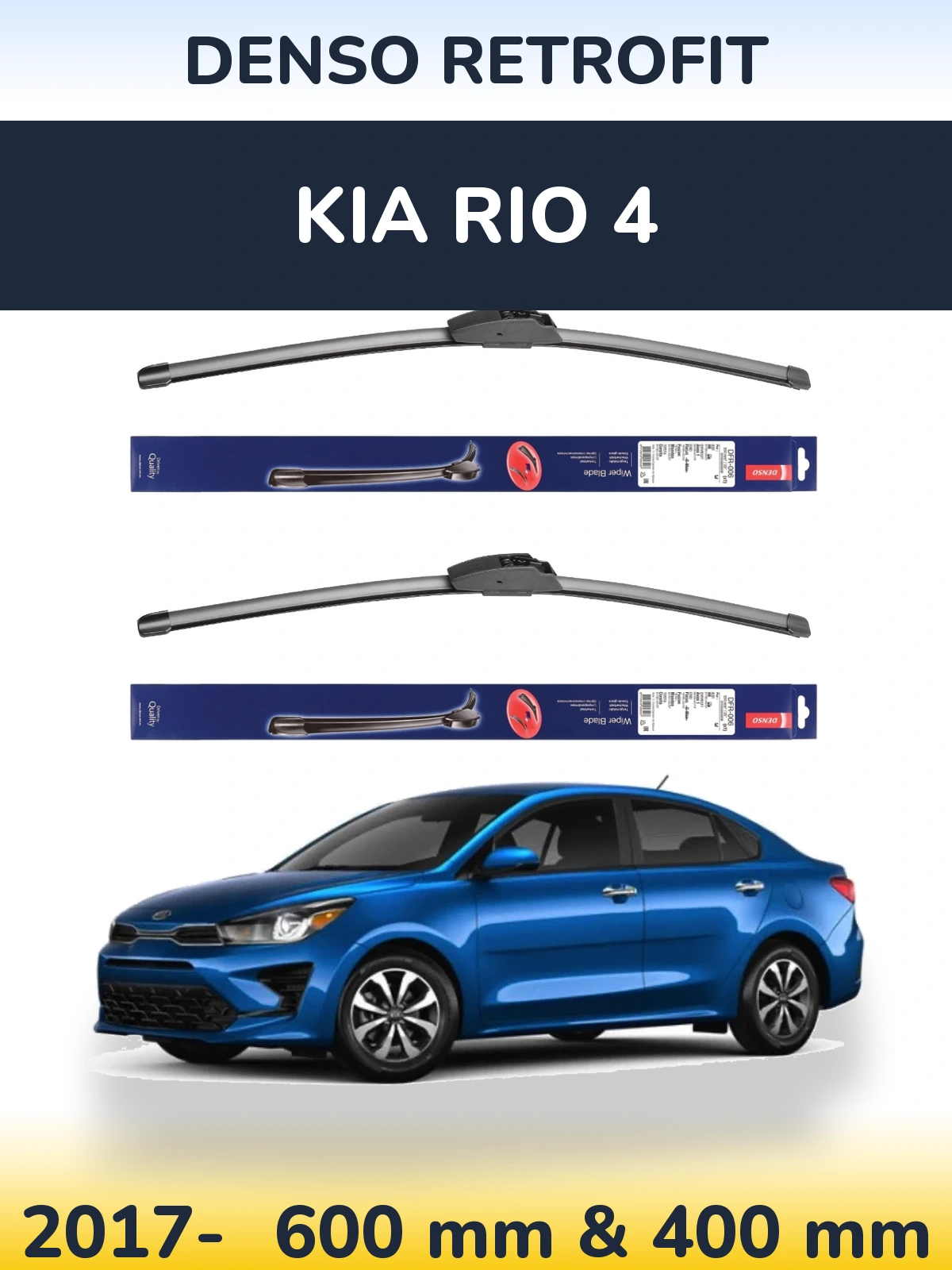 Sada předních stěračů Denso Retrofit 600 a 400 mm pro KIA Rio 4 2017-2026