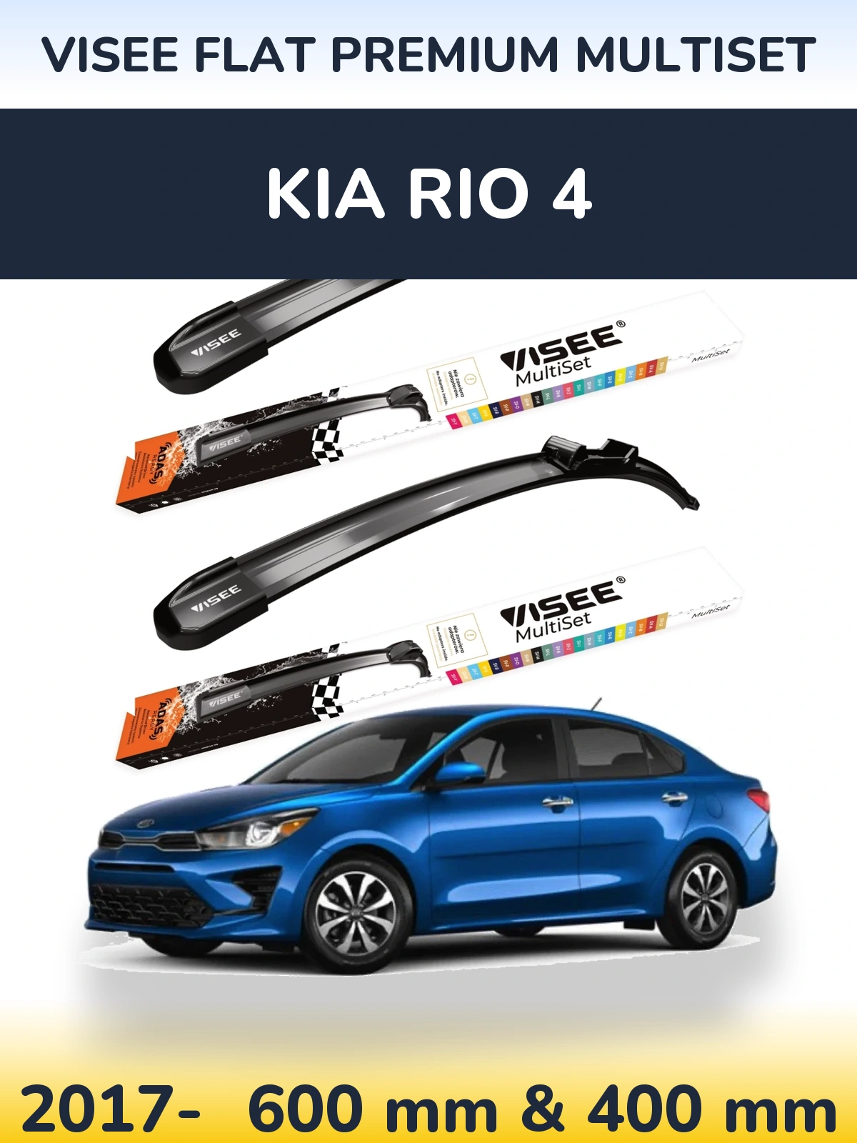 Sada předních stěračů VISEE FLAT PREMIUM MultiSet 600 a 400 mm pro KIA Rio 4 2017-2026