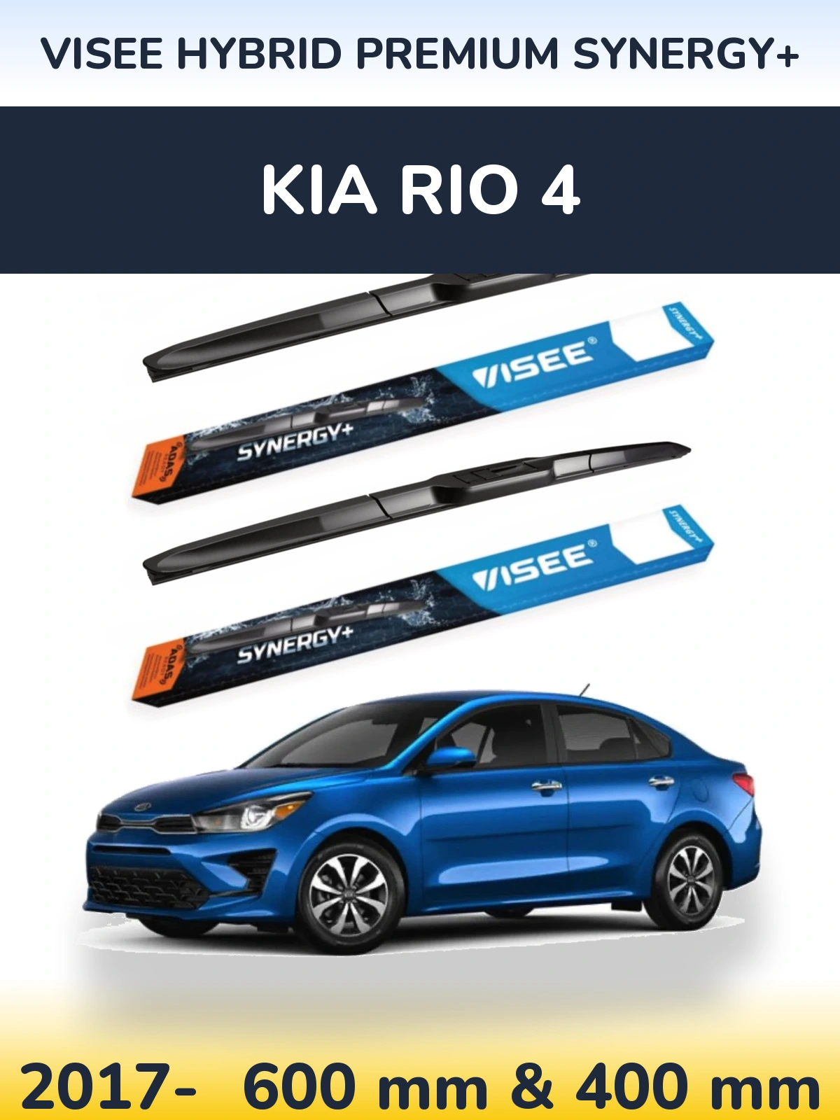 Sada předních stěračů VISEE HYBRID PREMIUM SYNERGY+ 600 a 400 mm pro KIA Rio 4 2017-2026